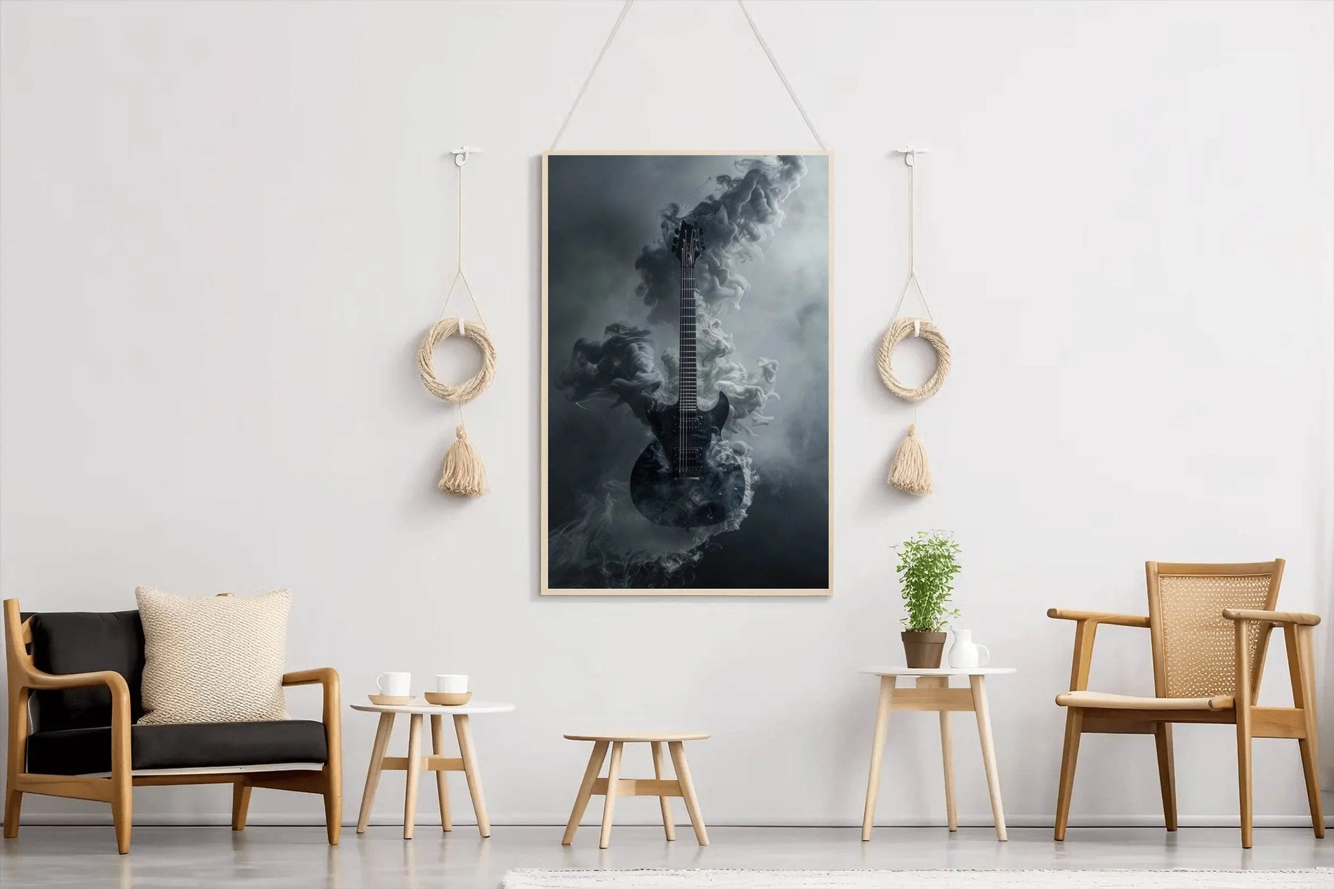 Smokey Black Guitar Wall Art - beink online art store