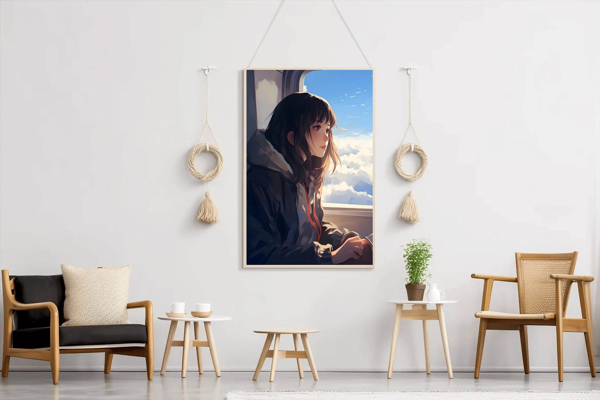 Anime character traveling in Plane Anime Wall Art - beink online art store