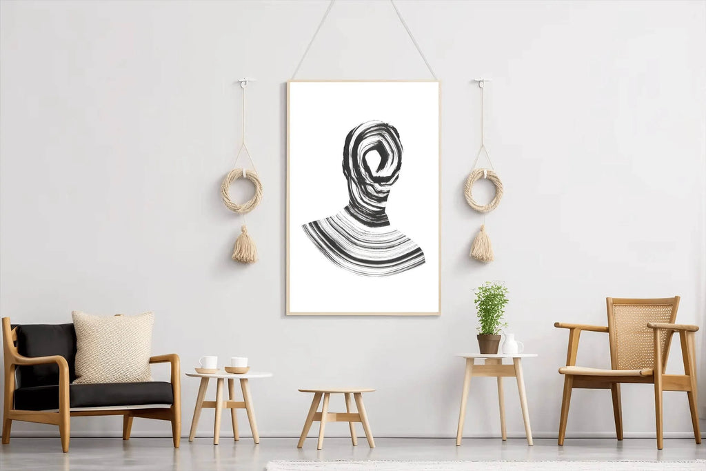 Black Inked Mind Swirled Silhouette Modern Wall Art - beink online art store