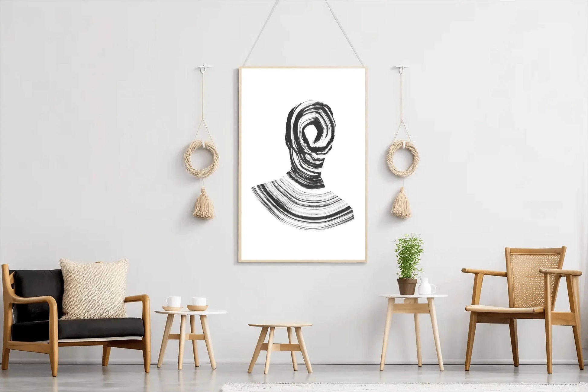Black Inked Mind Swirled Silhouette Modern Wall Art - beink online art store