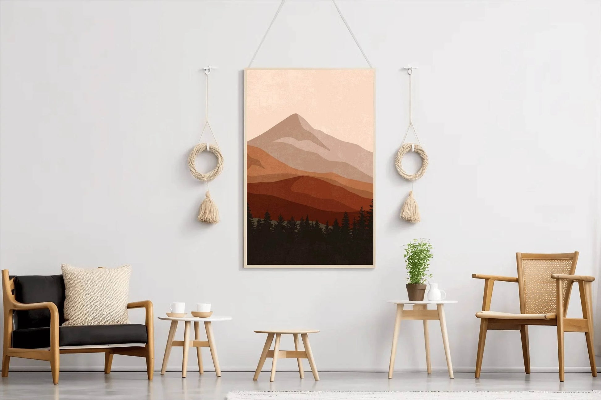Abstract Scenery Minimalist Mountain Range ArtWork - beink online art store
