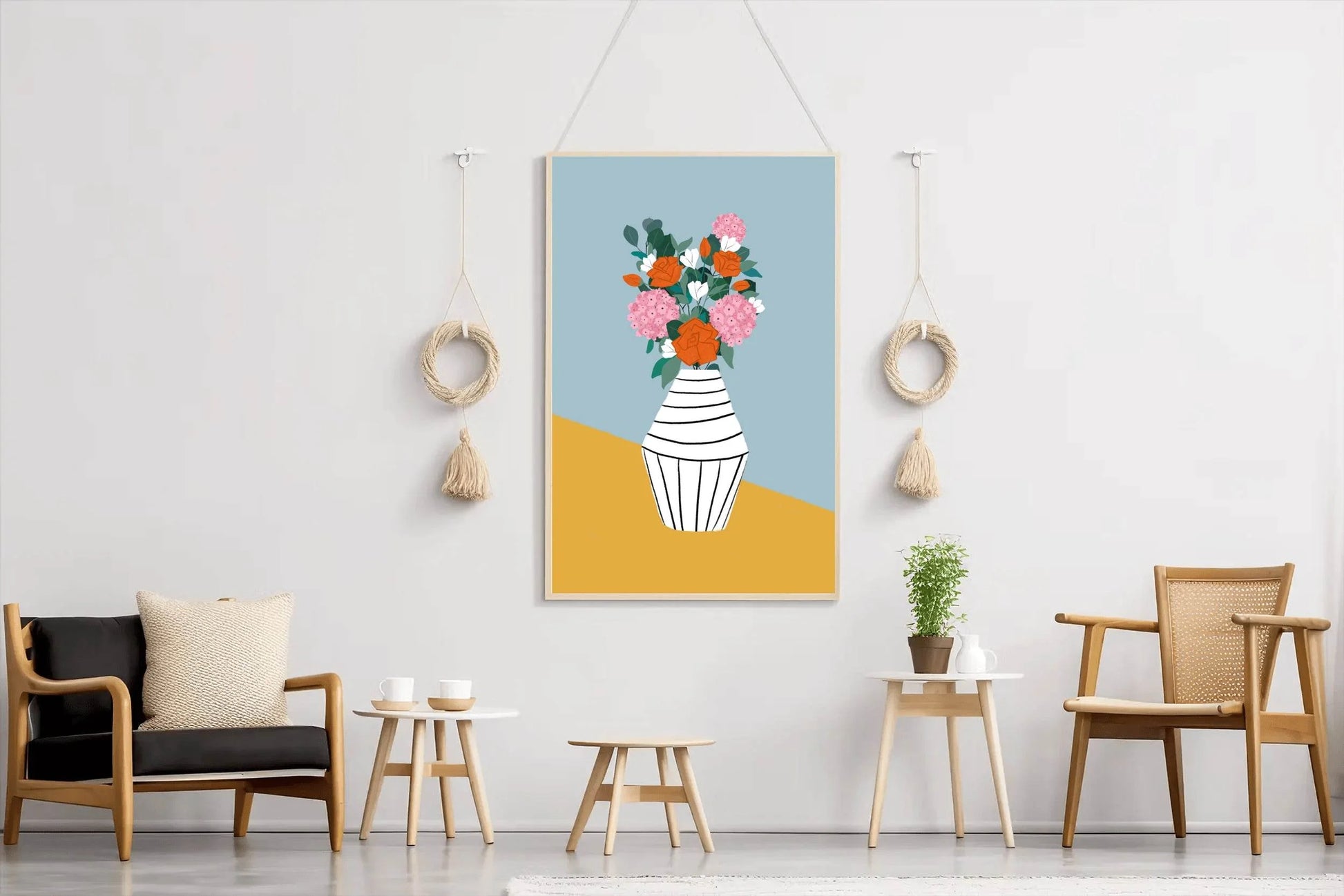 Black And White Vase With Spring Flowers Wall Art - beink online art store