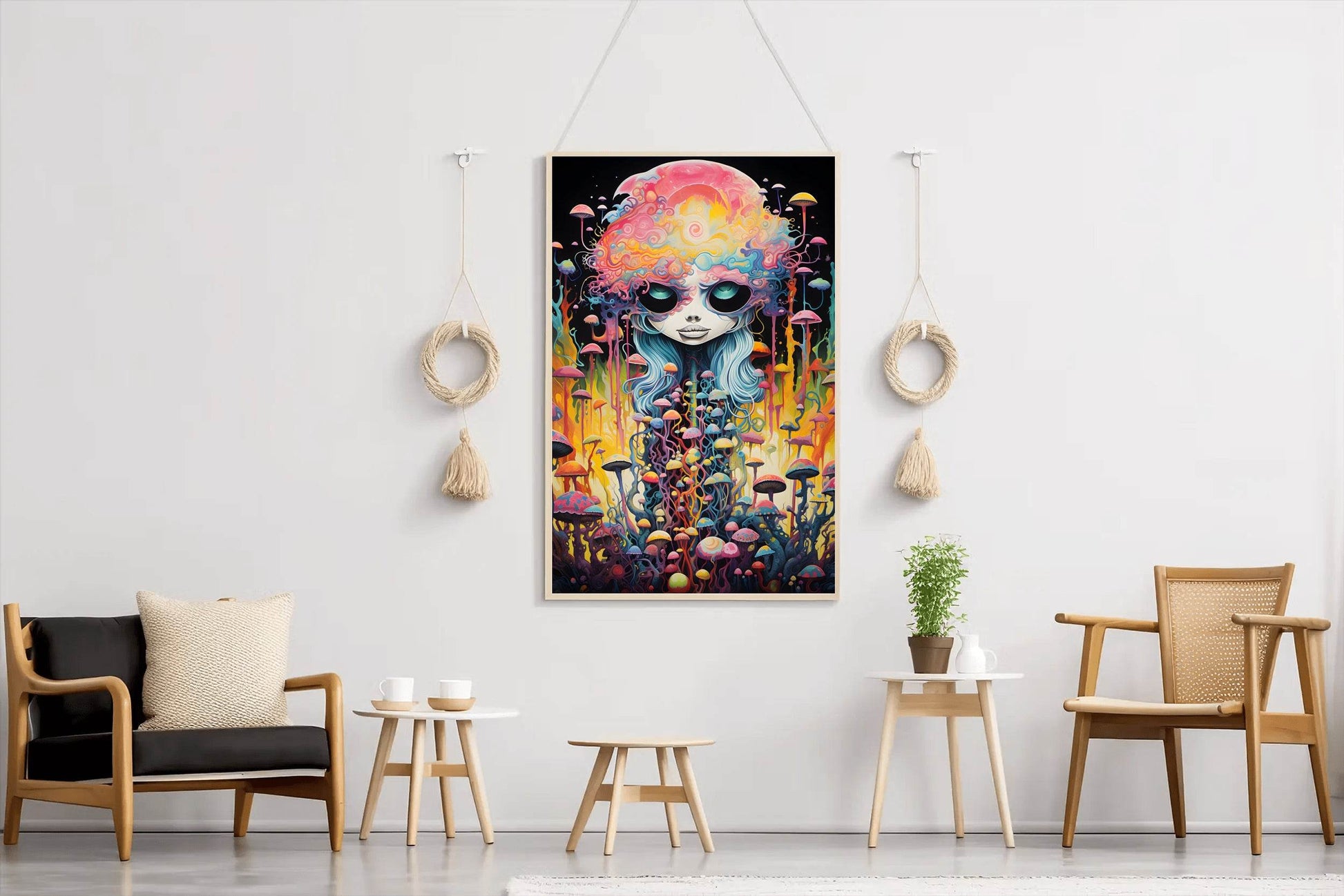 Fantasy Anime Head Mushroom Wall Art - beink online art store