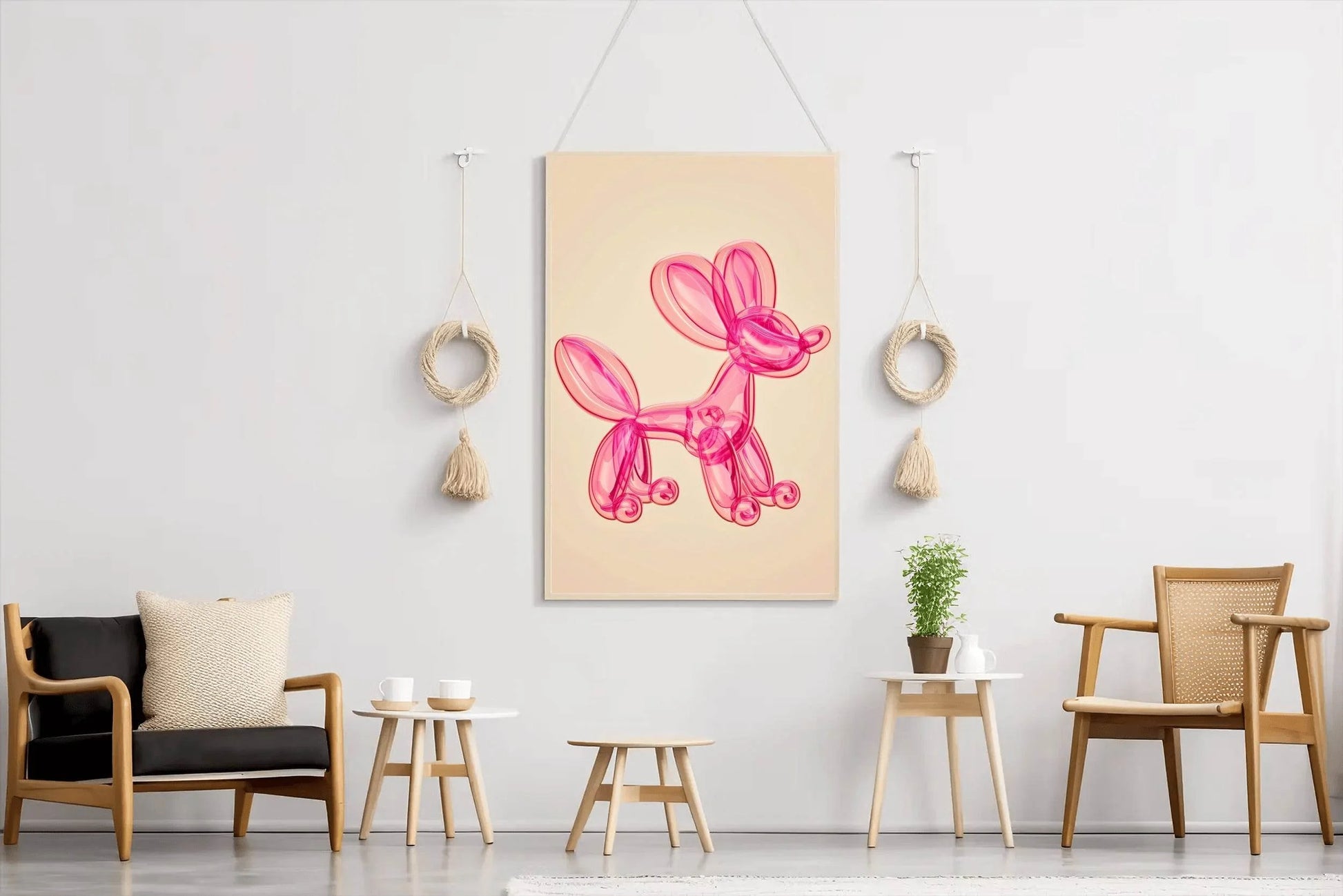 Pink Preppy Balloon Dog Wall Art - beink online art store