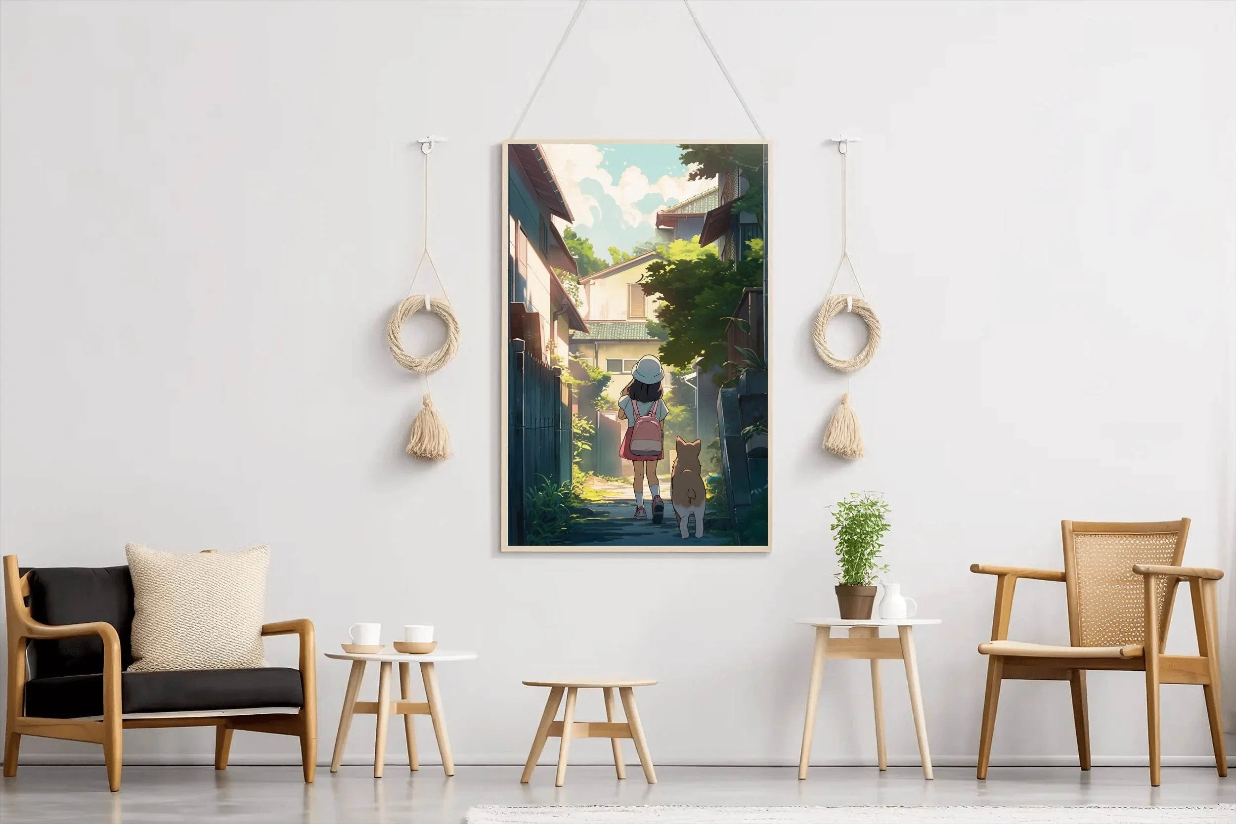 Lifestyle Scene With People In Anime Style Wall Art - beink online art store