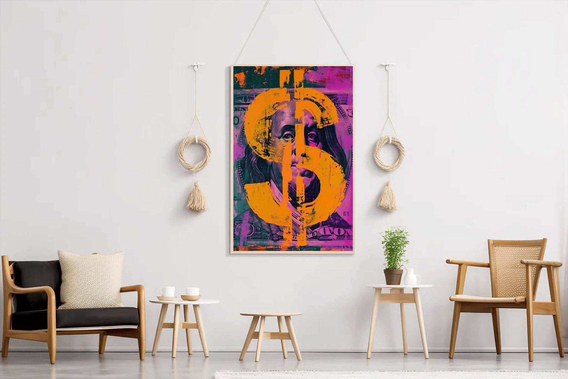 Colorful Dollar Ben Franklin Wall Art - beink online art store