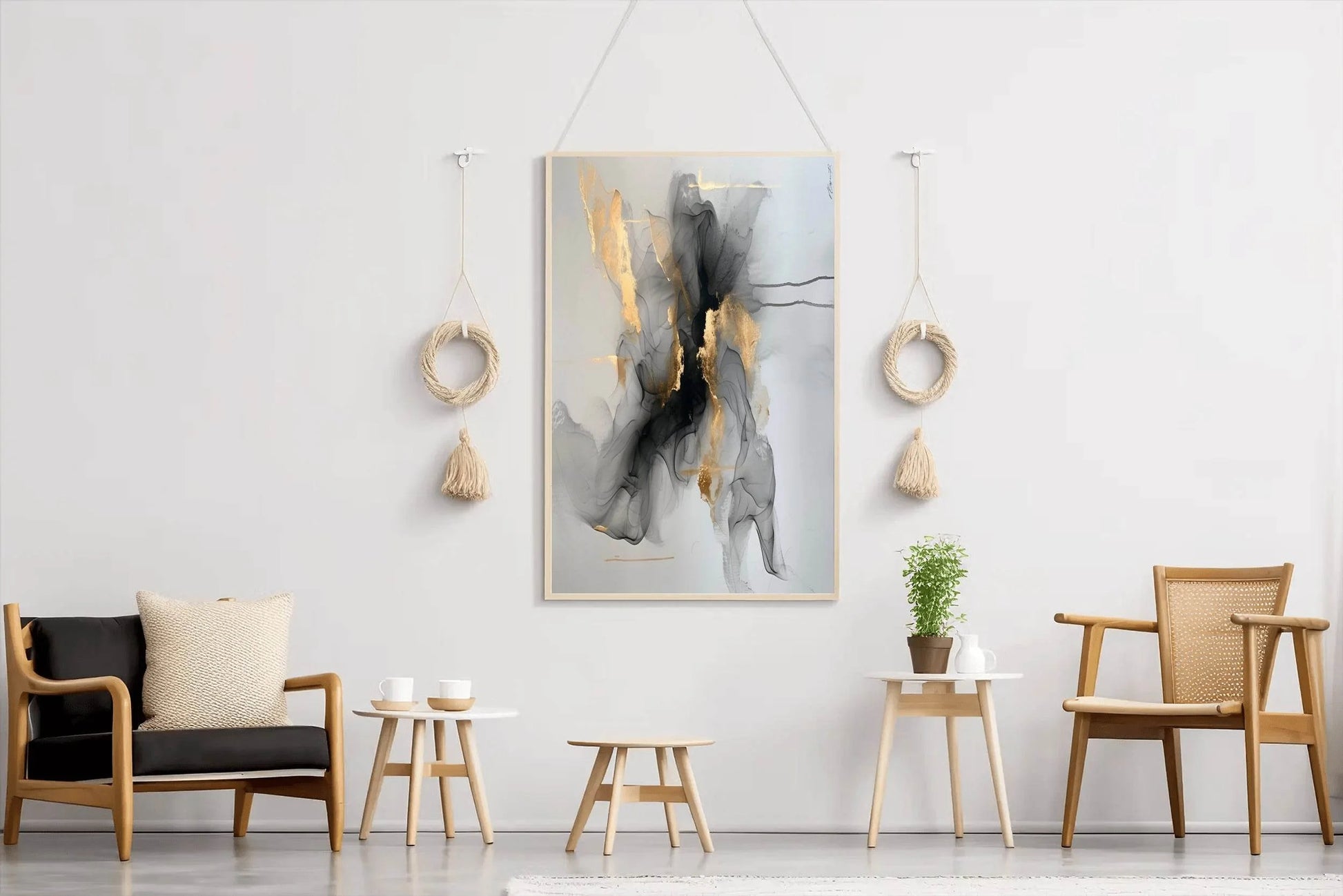 Black Marble With Golden Lines Wall Art - beink online art store