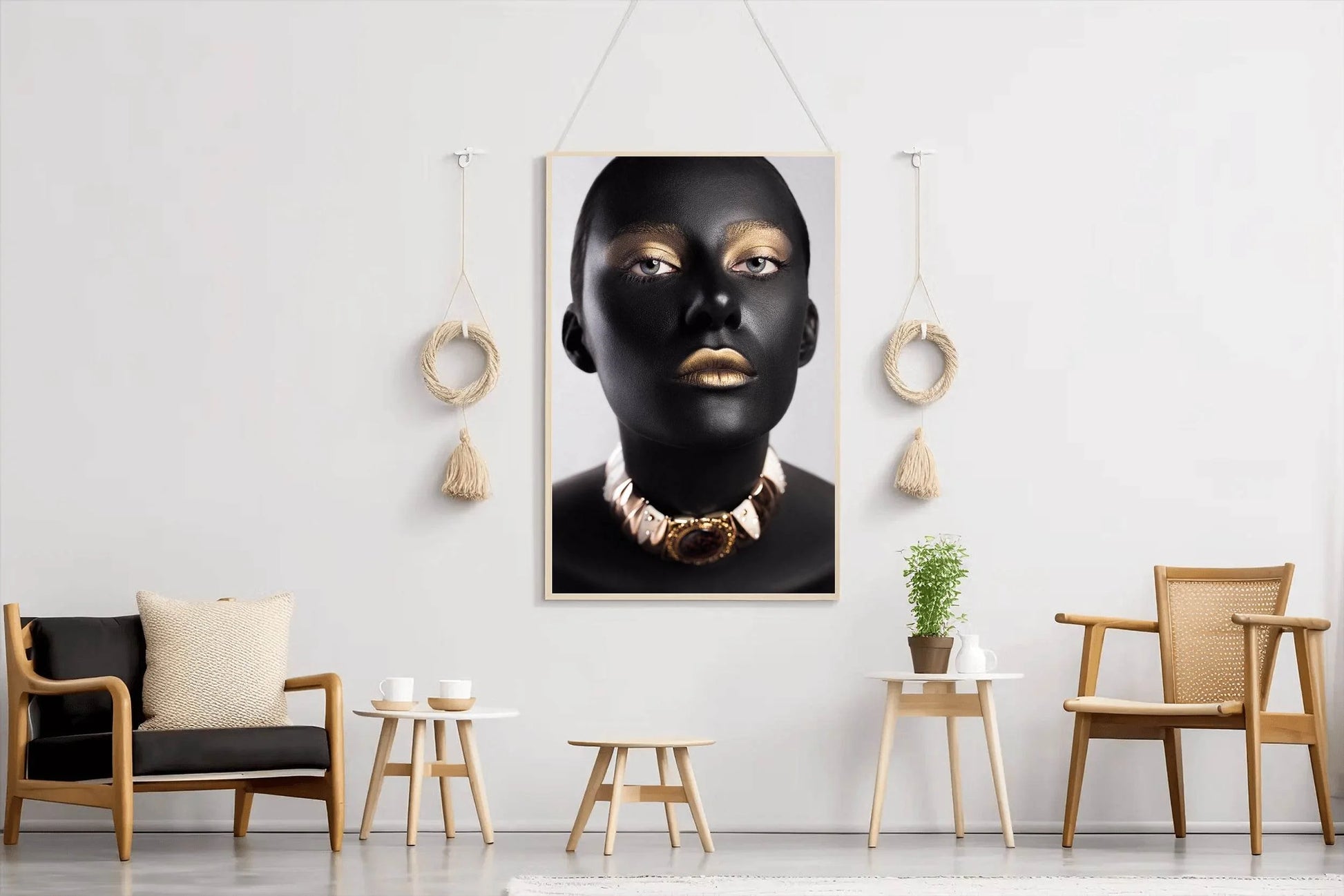 Arte Black Gold On a Woman Face Wall Art - beink online art store