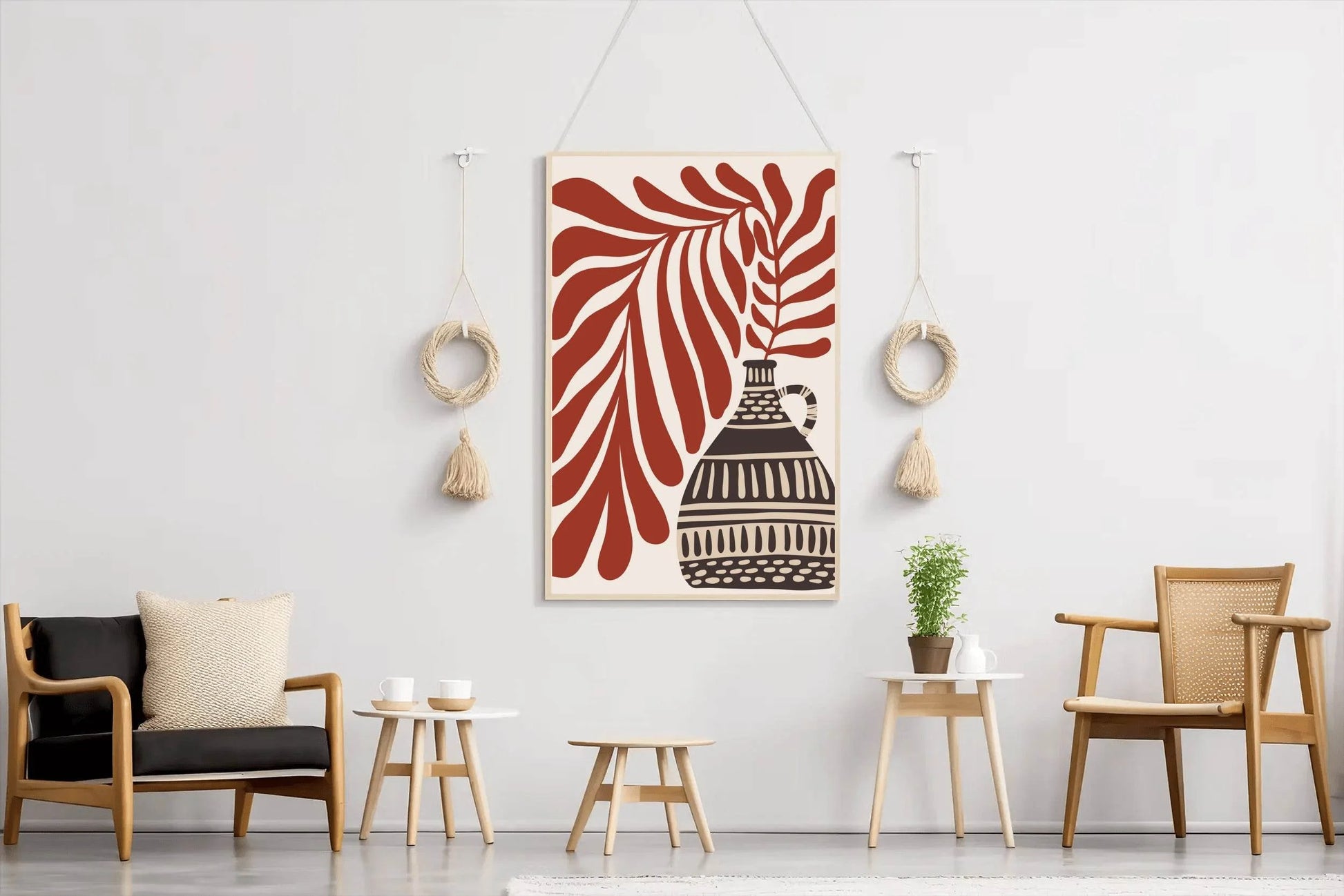 Abstract Patterned Vase and Leaf ArtWork - beink online art store