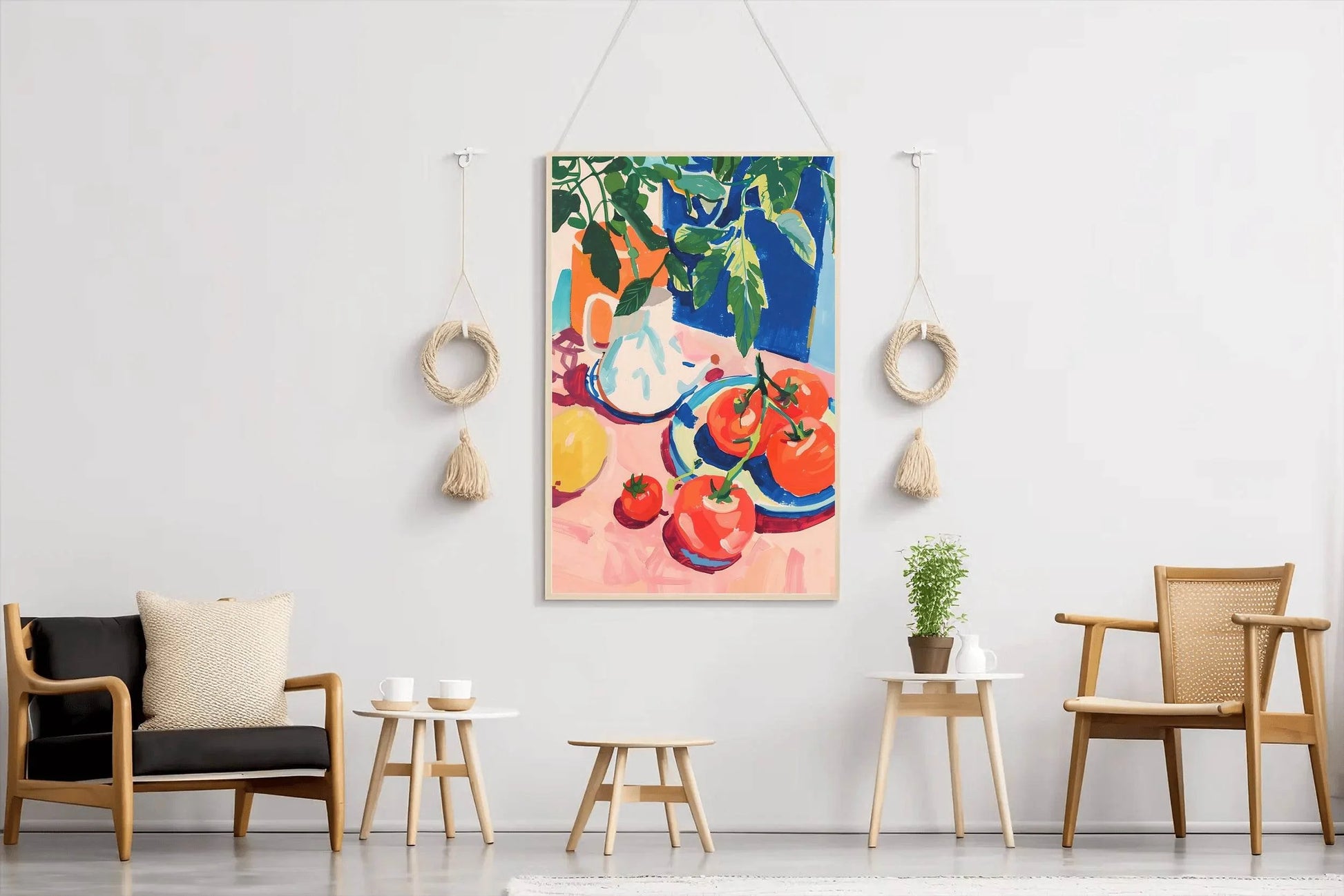 Painting of Persimmon Plate on Table - beink online art store