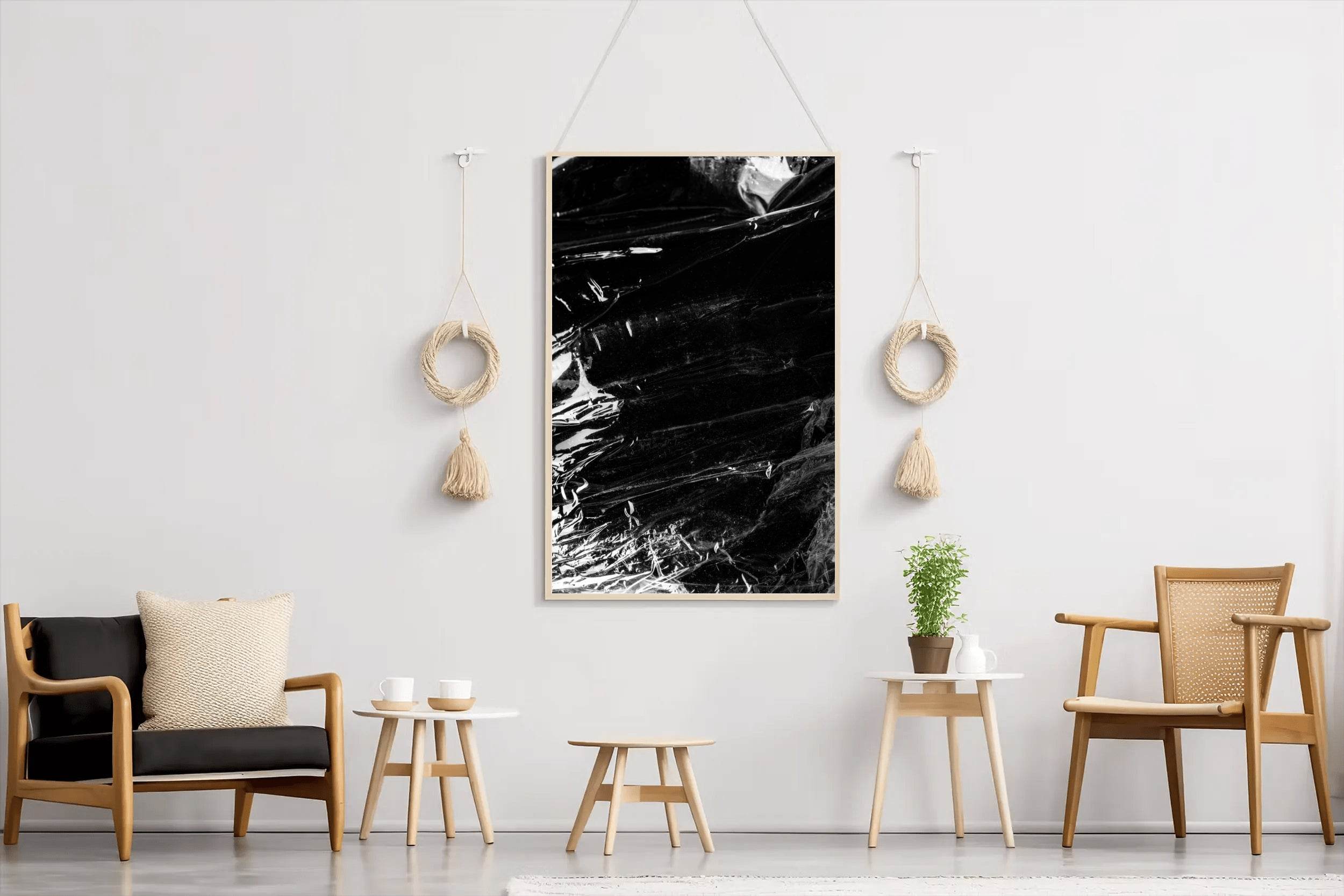 Wrinkled Plastic Black & White Wall Art - beink online art store