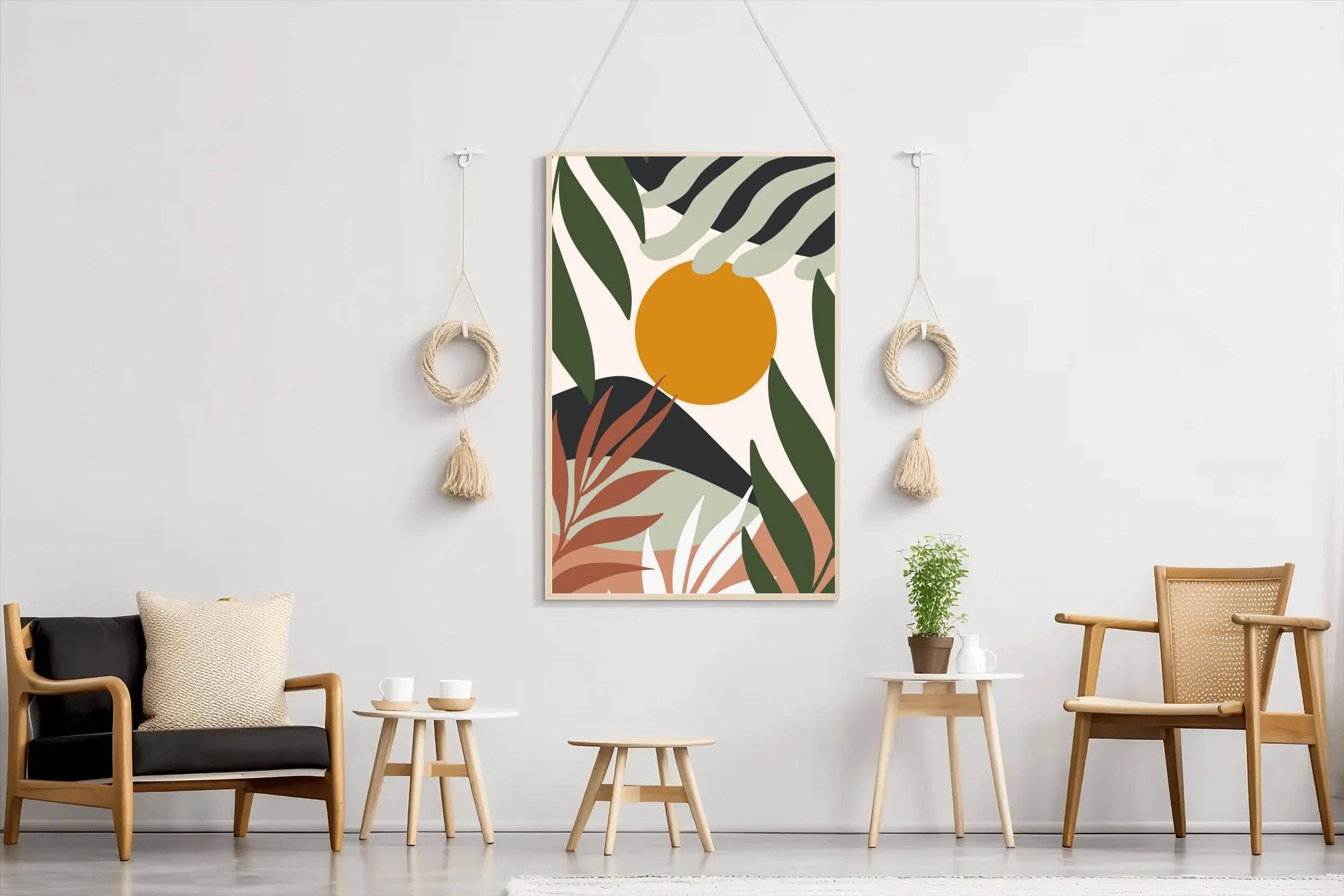 Minimalist leaves With Background ArtWork - beink online art store