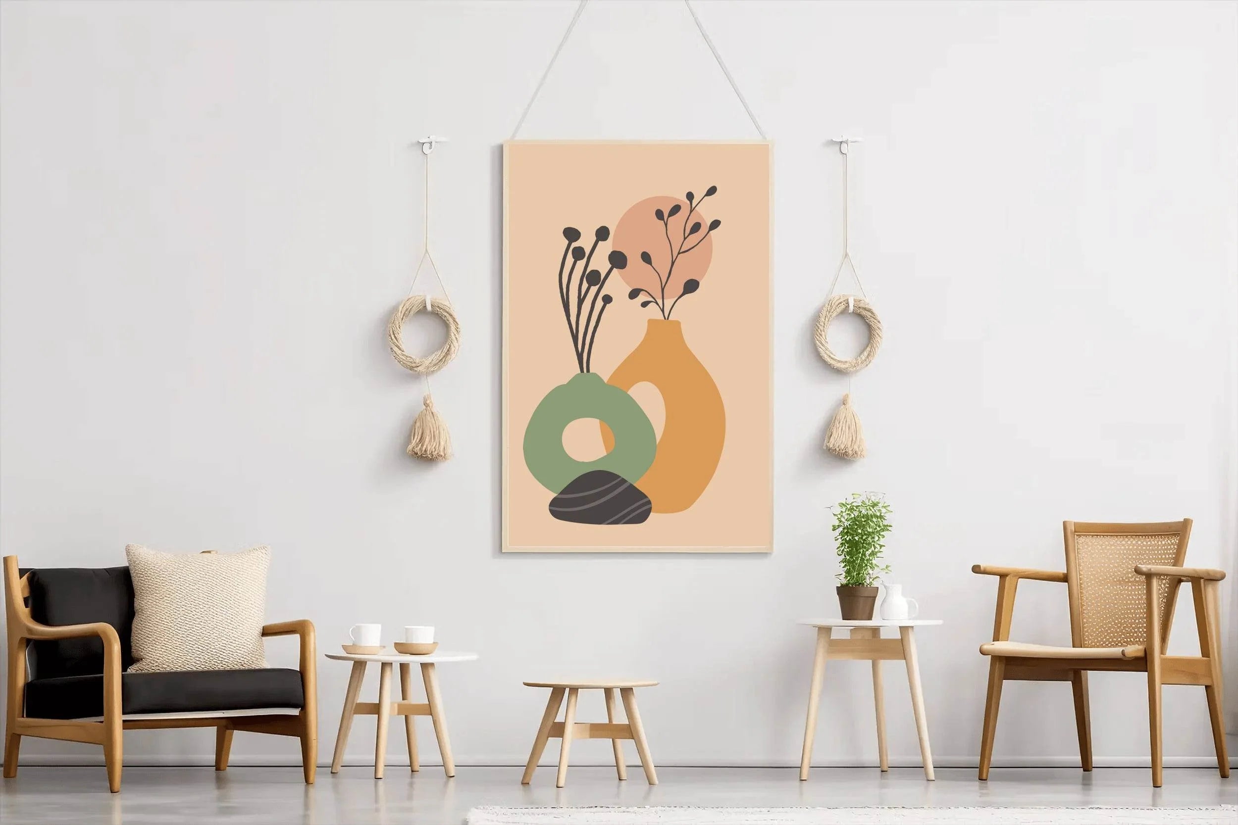 Vases and Plants With Beige Backround Art Work - beink online art store