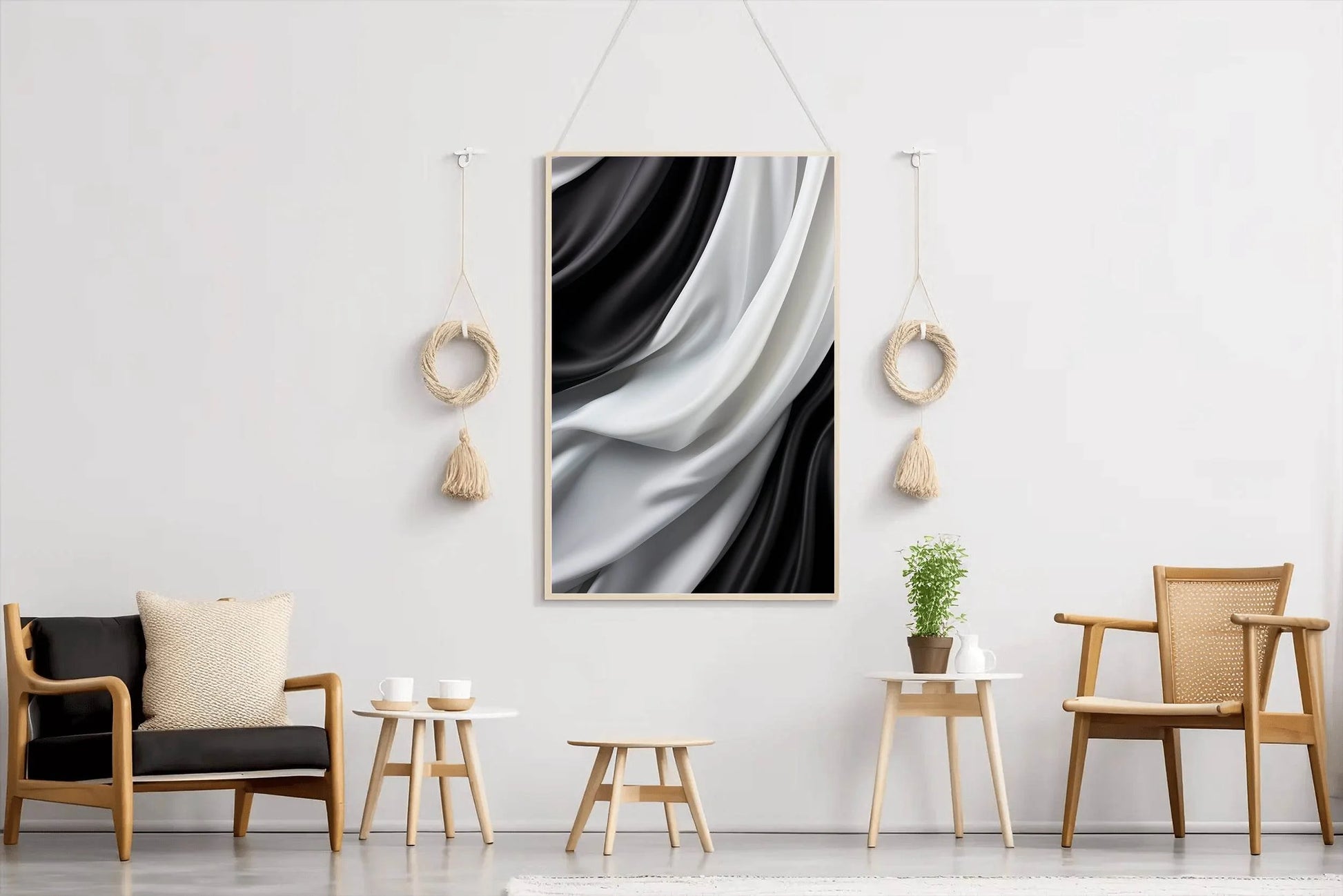 Curtains Black & White Wall Art - beink online art store