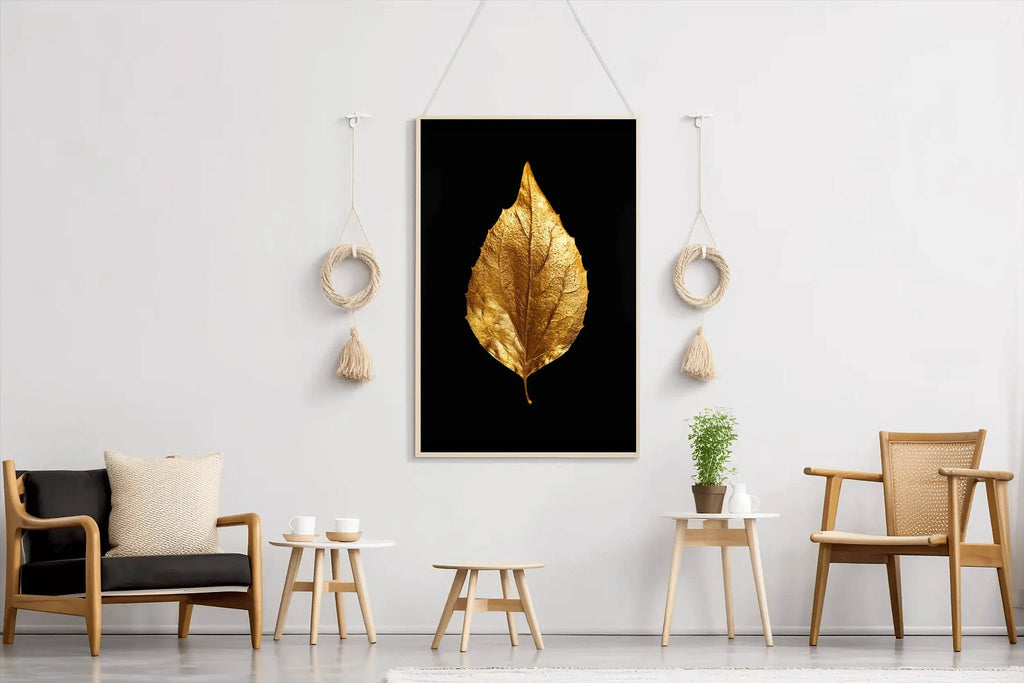 Golden And Black Dry Leave - beink online art store