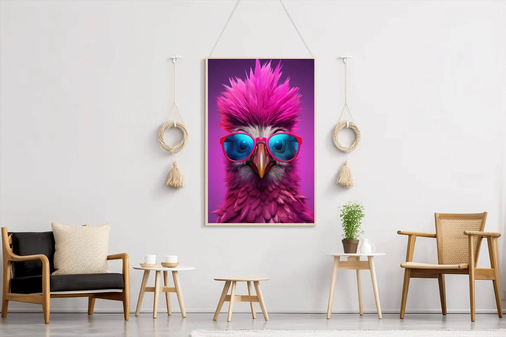 Purple Color Bird Wearing Glasses Wall Art - beink online art store