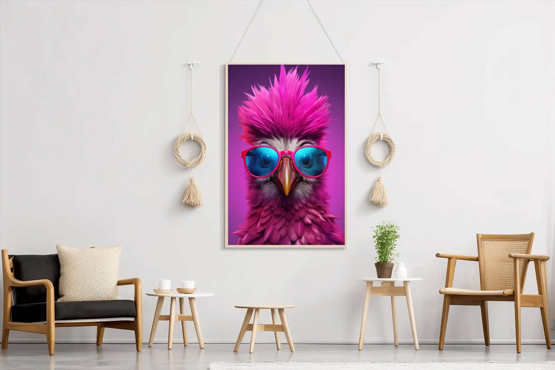 Purple Color Bird Wearing Glasses Wall Art - beink online art store