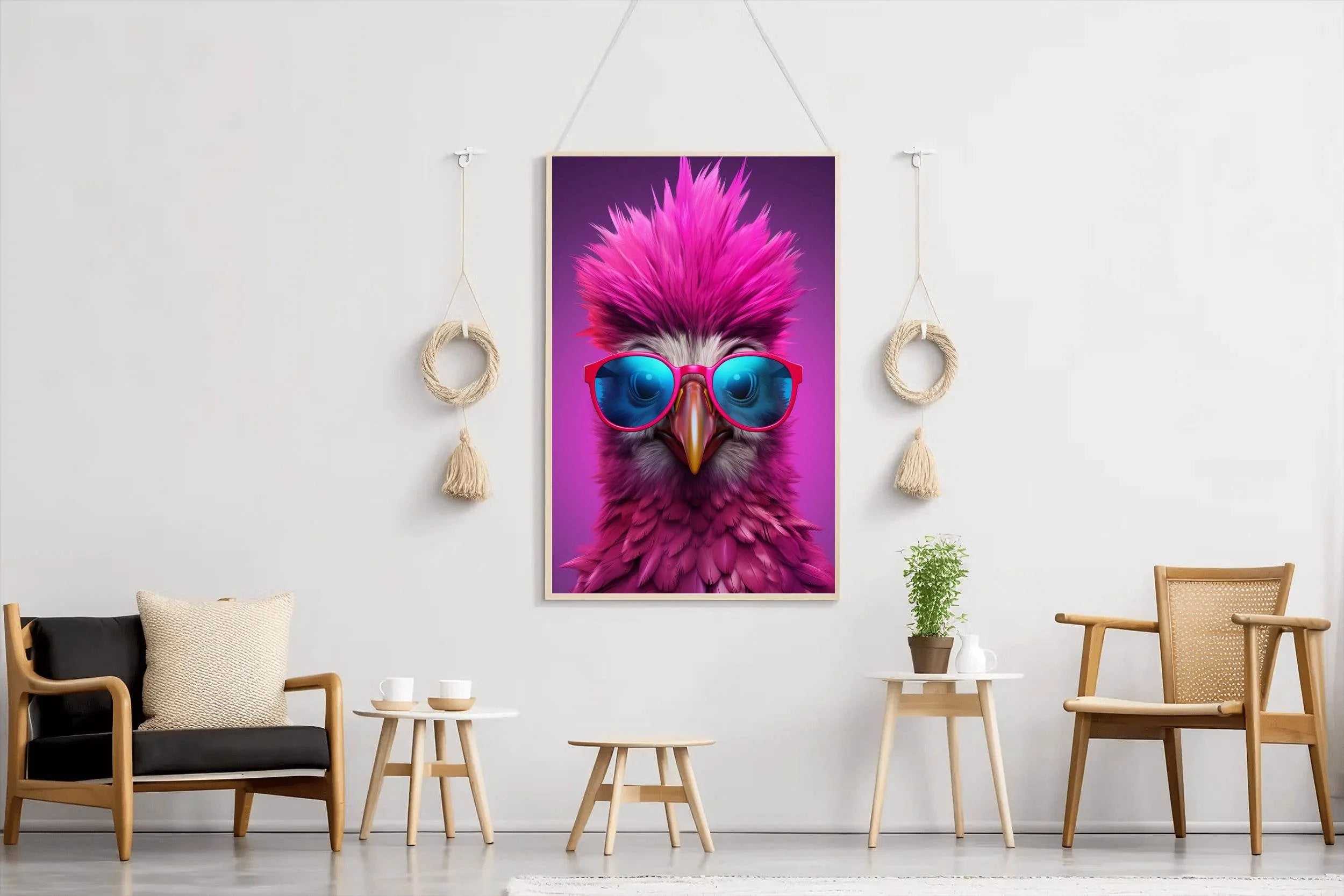 Purple Color Bird Wearing Glasses Wall Art - beink online art store