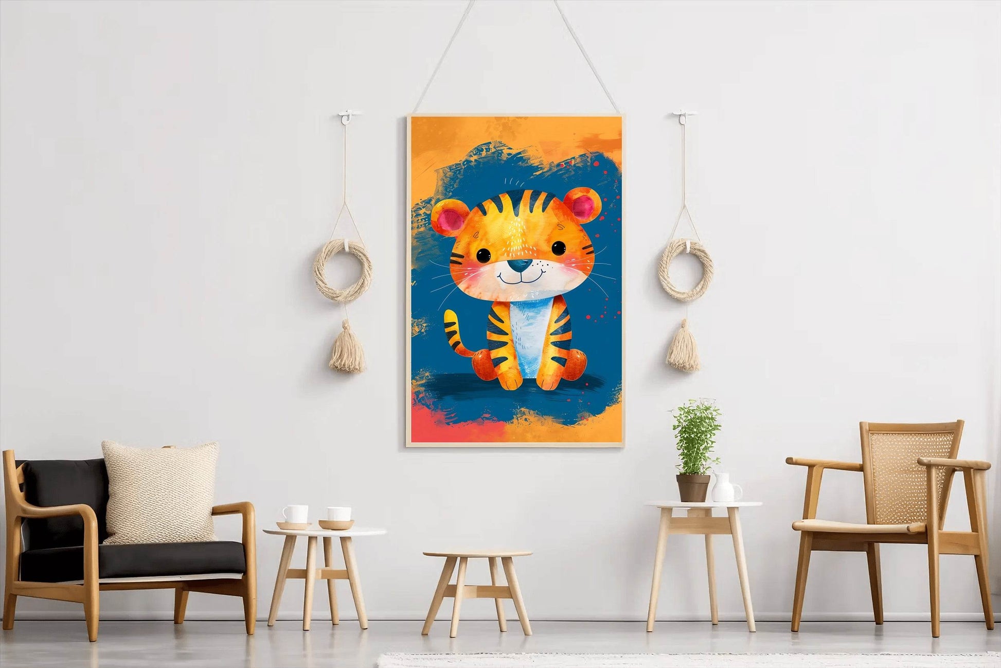 Cute Watercolor Baby Tiger Cartoon Painting - beink online art store