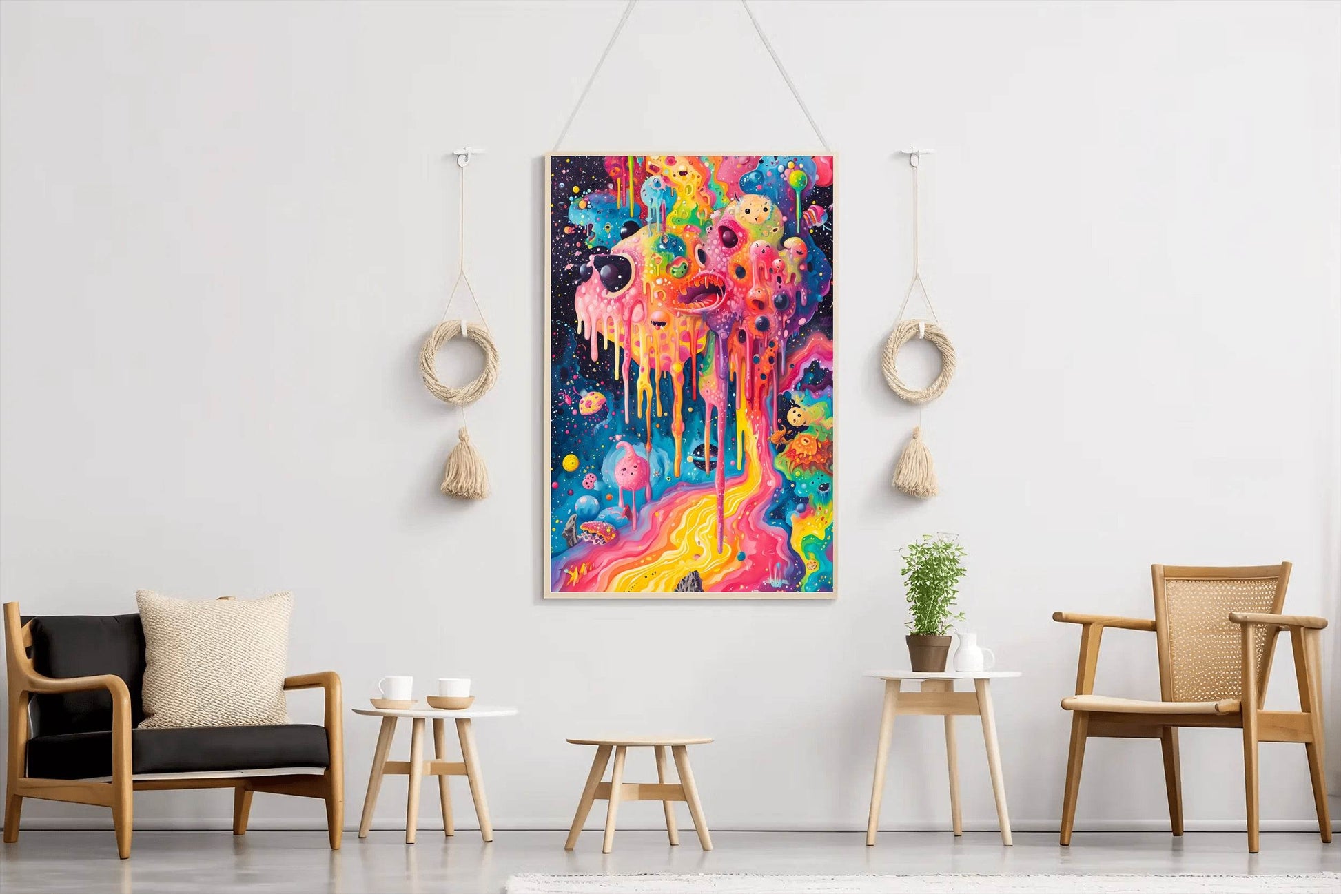 Brightly Colored Psychedelic Painting of a Monster Wall Art - beink online art store