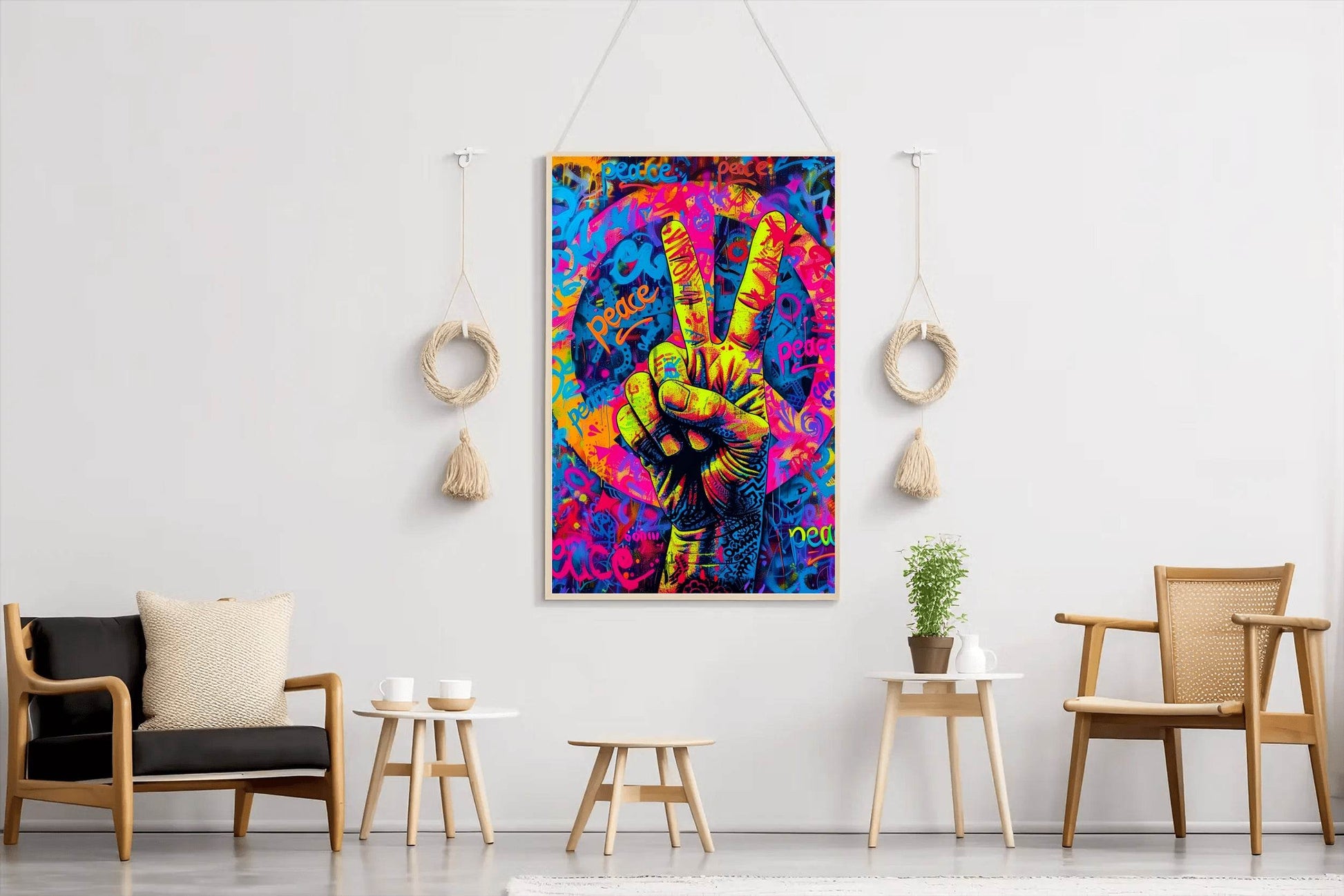 Graffiti Wall with a Peace Sign Wall Art - beink online art store