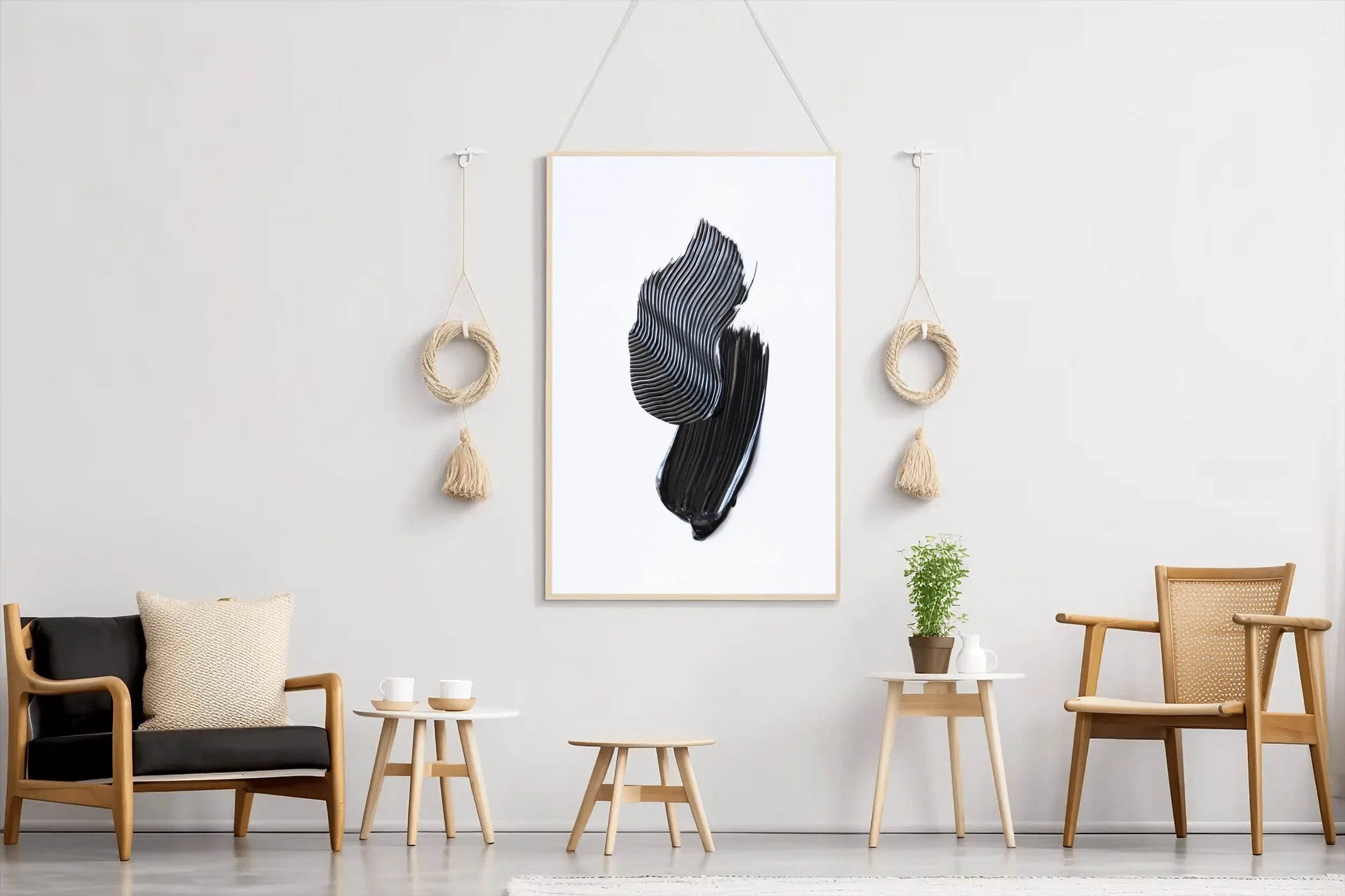 Mascara Brush Stroke Black & White Wall Art - beink online art store