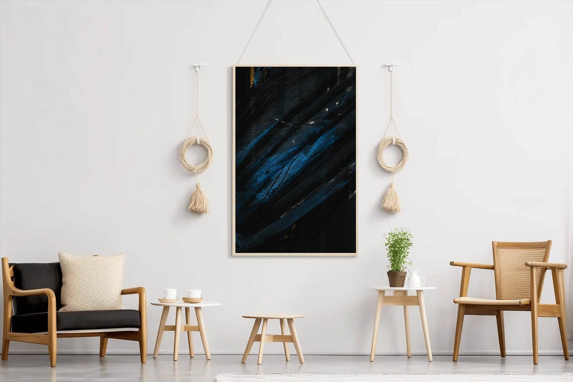 Night View on Mountain with Blue Light Abstract Wall Art - beink online art store