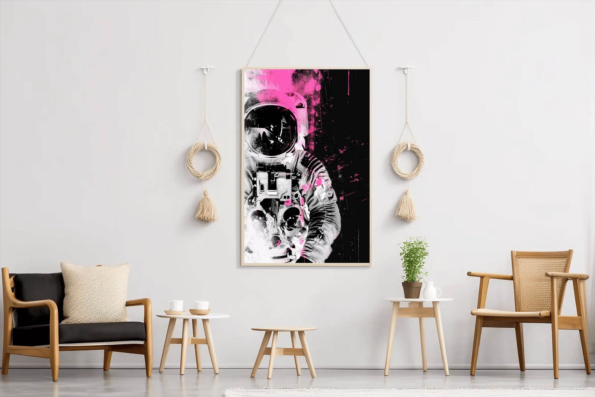 Astronaut Pink Minimalist Modern Abstract Wall Art - beink online art store