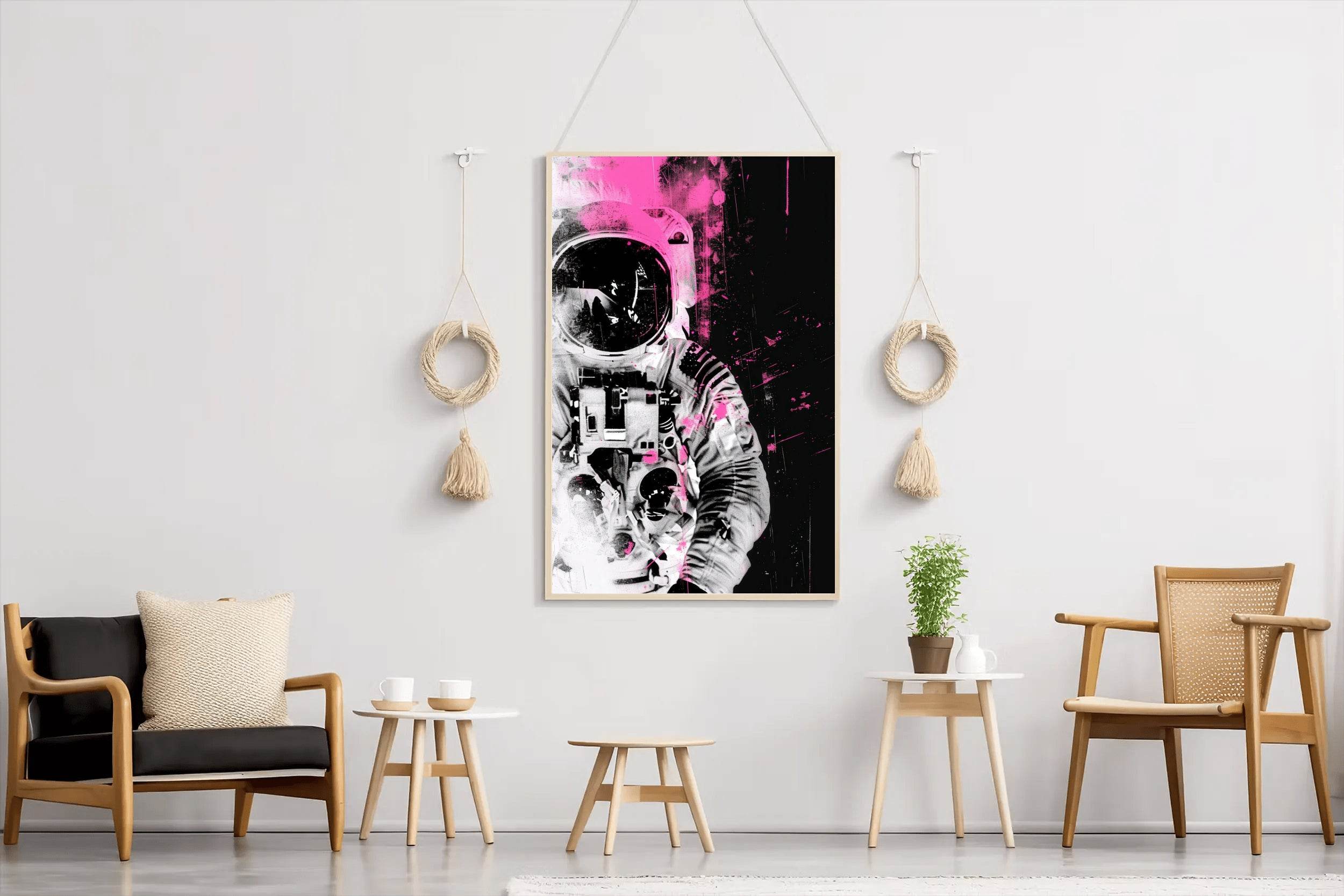 Astronaut Pink Minimalist Modern Abstract Wall Art - beink online art store