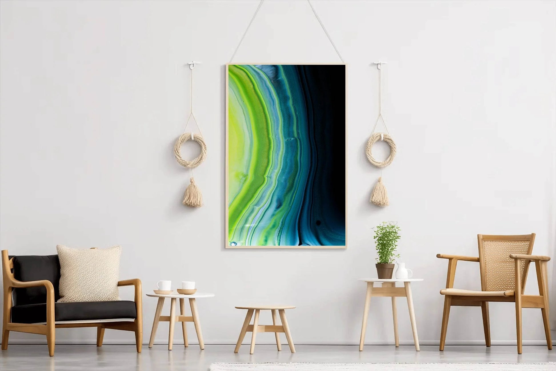 Dark and Green Waves Abstract Wall Art - beink online art store