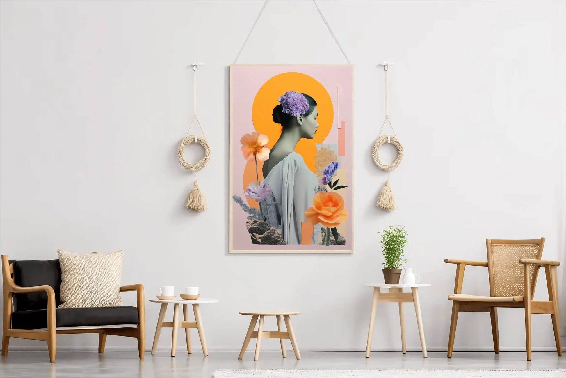 Women with flowers Abstract Wall Art - beink online art store