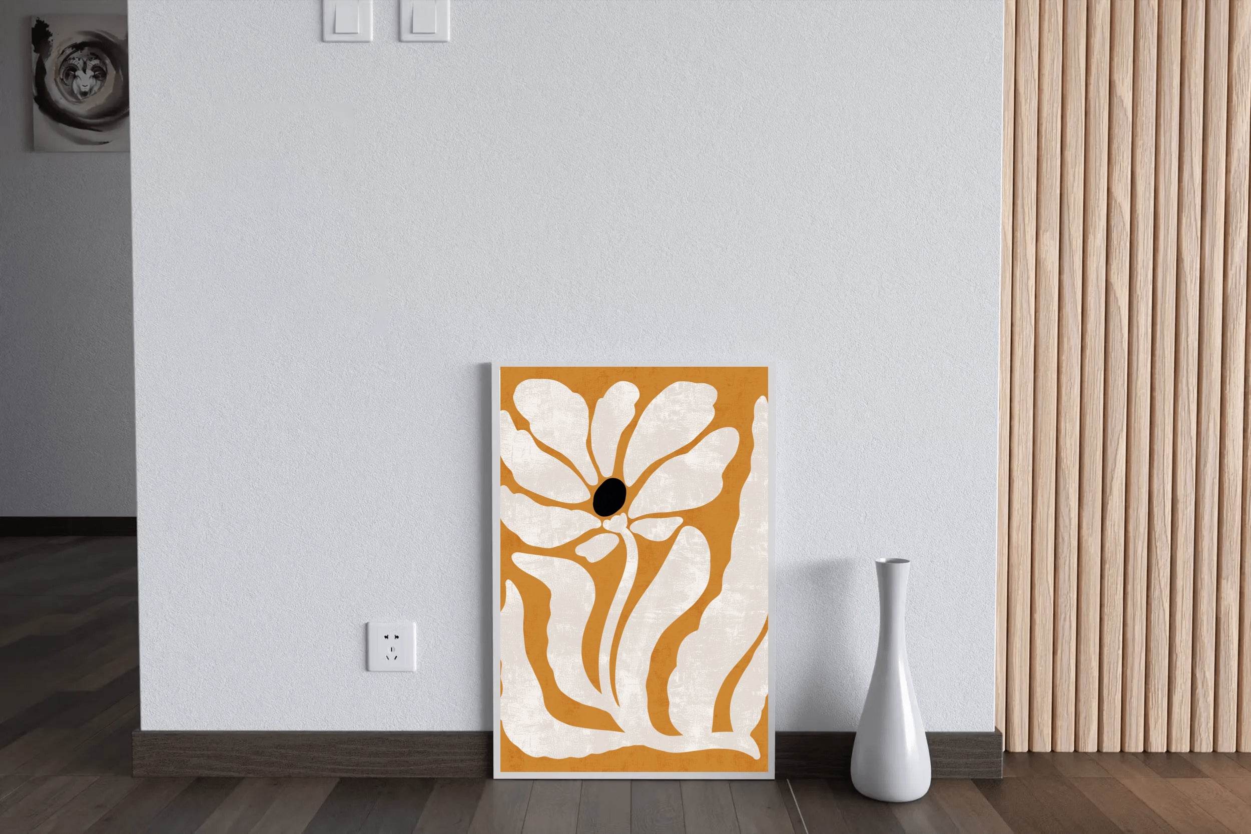 Stylized White Flower with a Black Center ArtWork - beink online art store