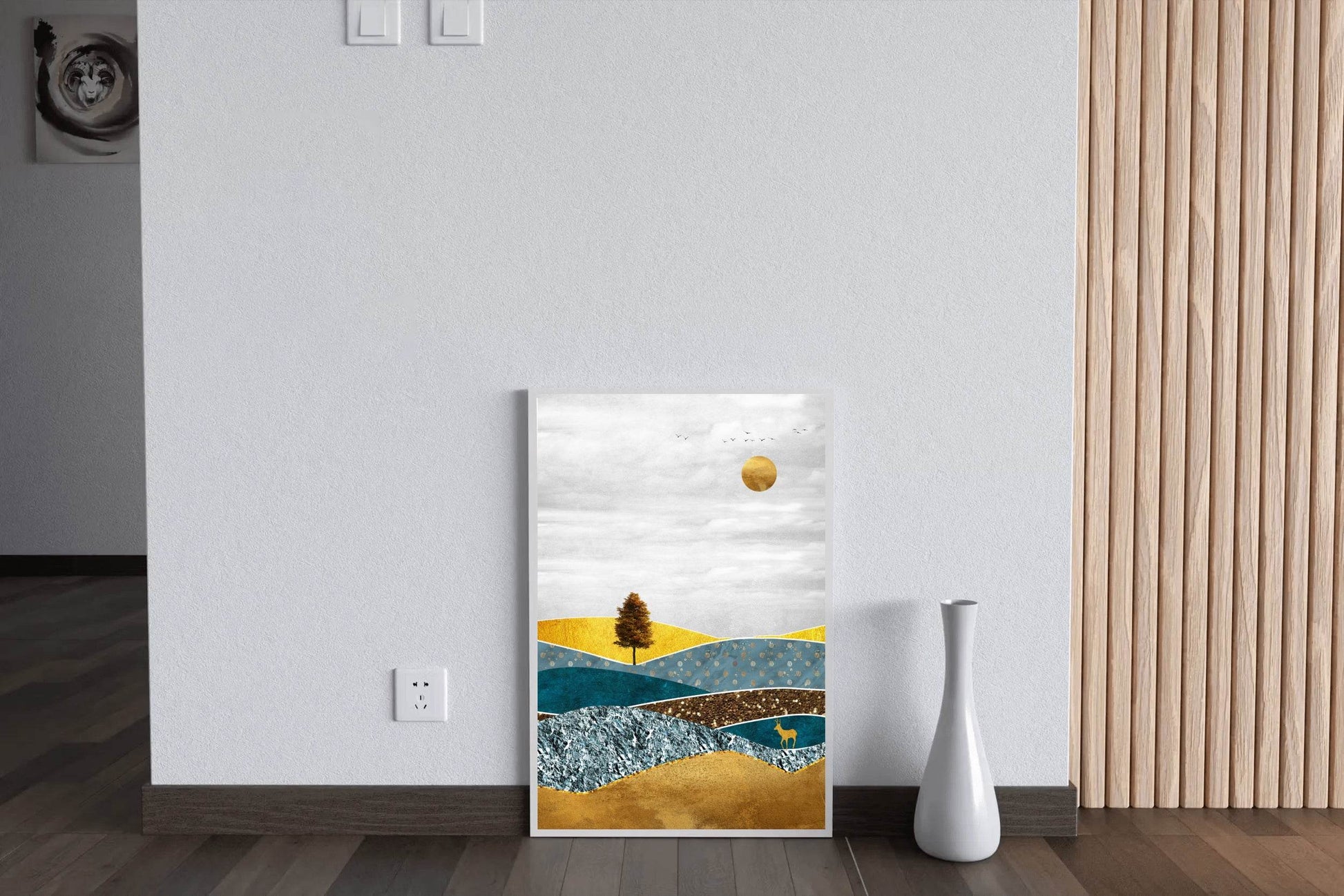 Deer in a Field With a Full Moon Wall Art - beink online art store