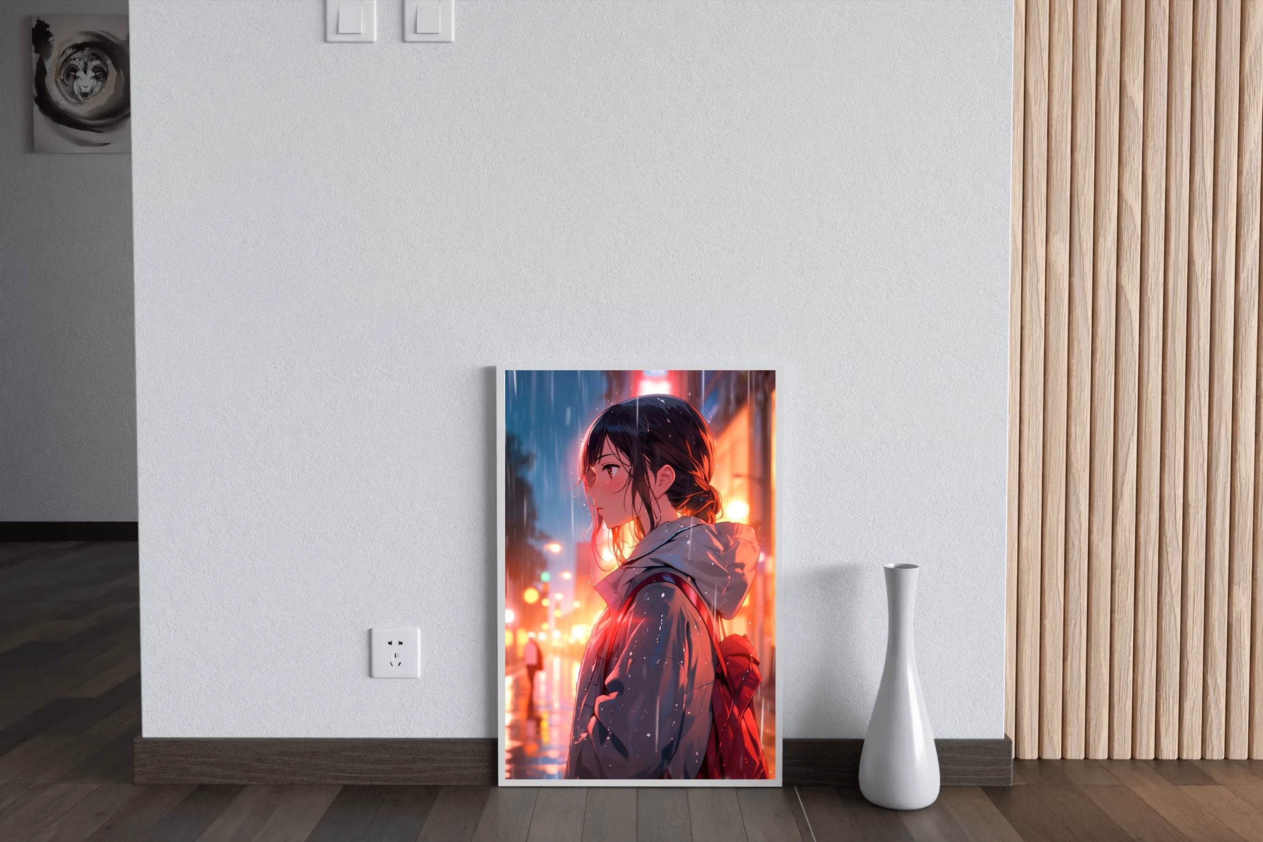 Anime Girl In The Rain Anime Wall Art - beink online art store