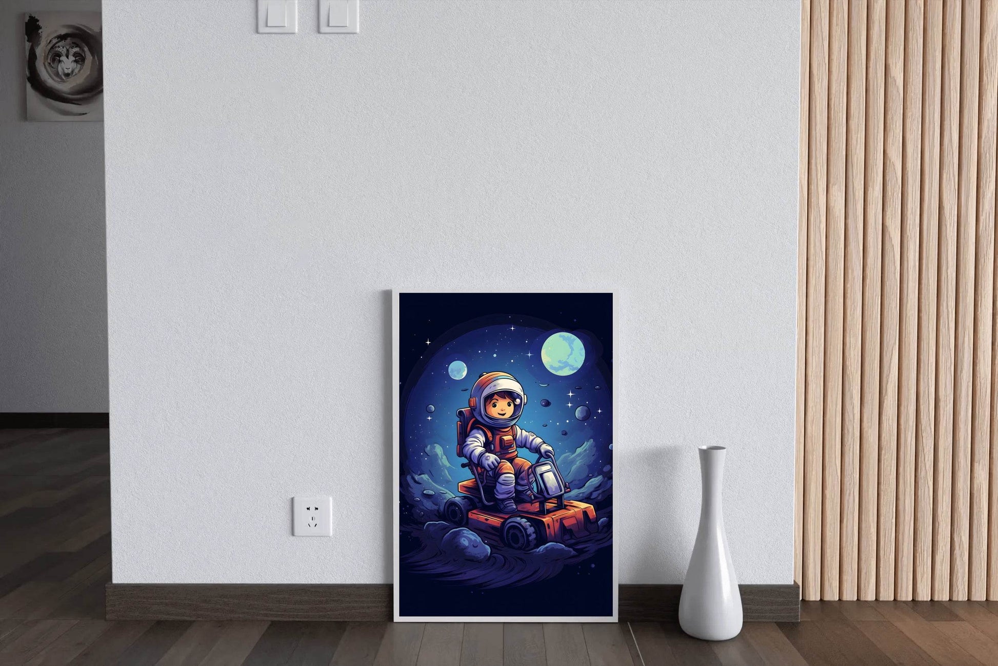 Painting of Astonaut Boy Riding in Space - beink online art store