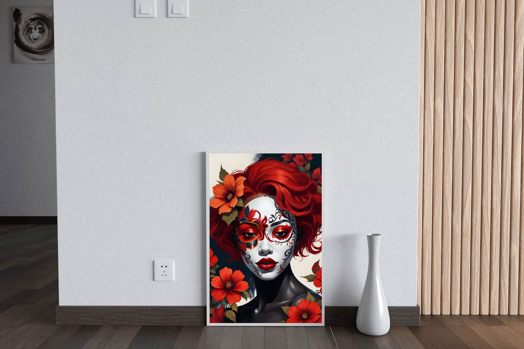 Day of the Dead Female Face Paint Illustration Wall Art - beink online art store