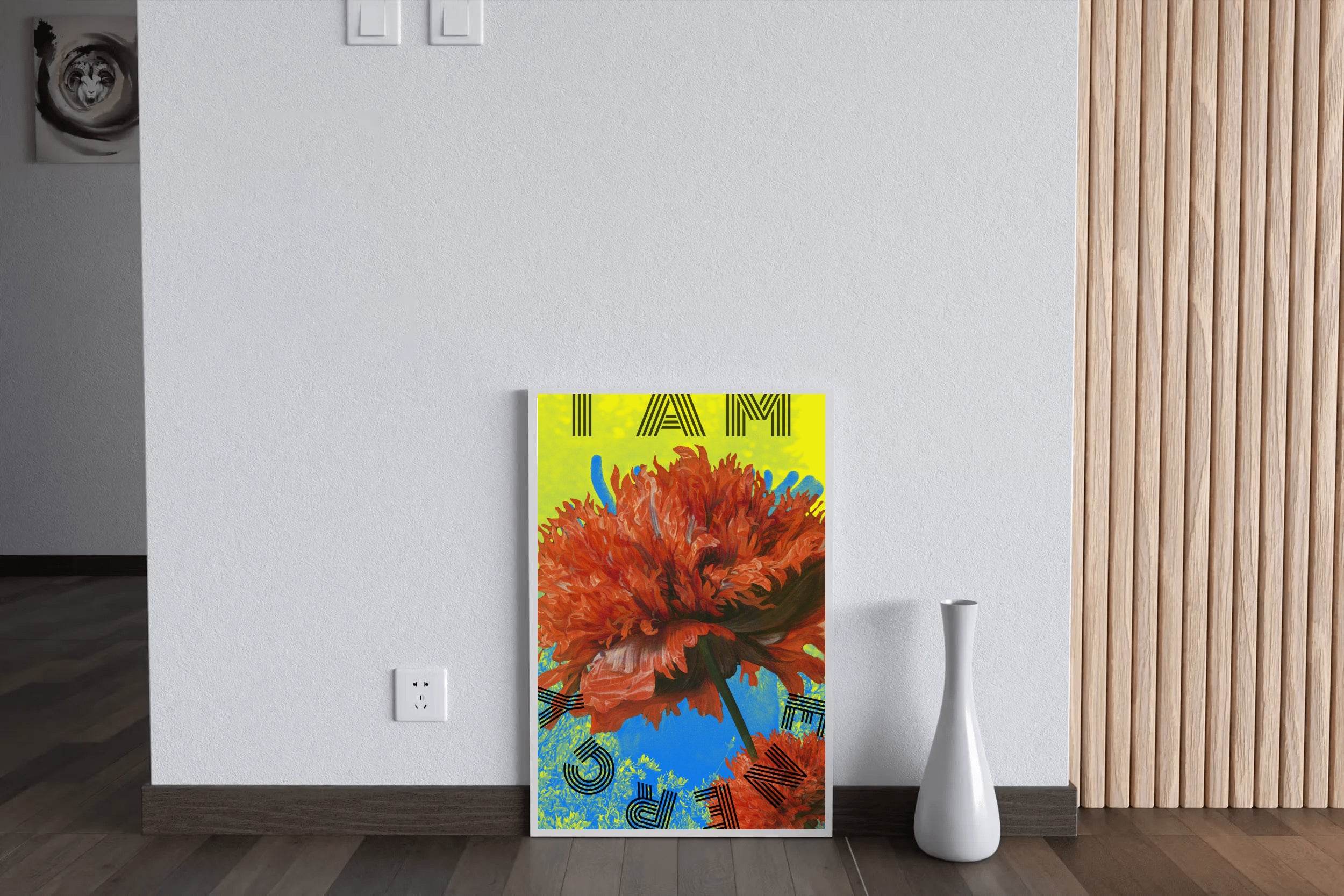 I am Energy - Floral Motivational Wall Art - beink online art store