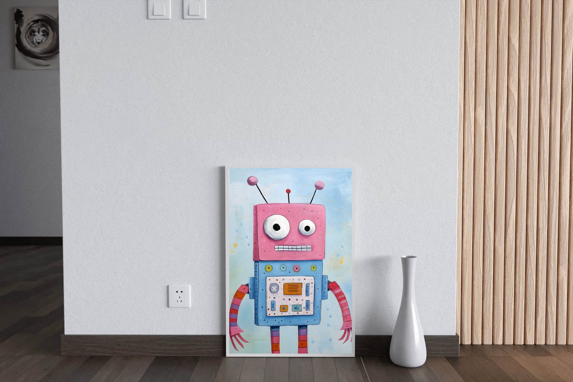 Pink Face Toy Robot Wall Art - beink online art store