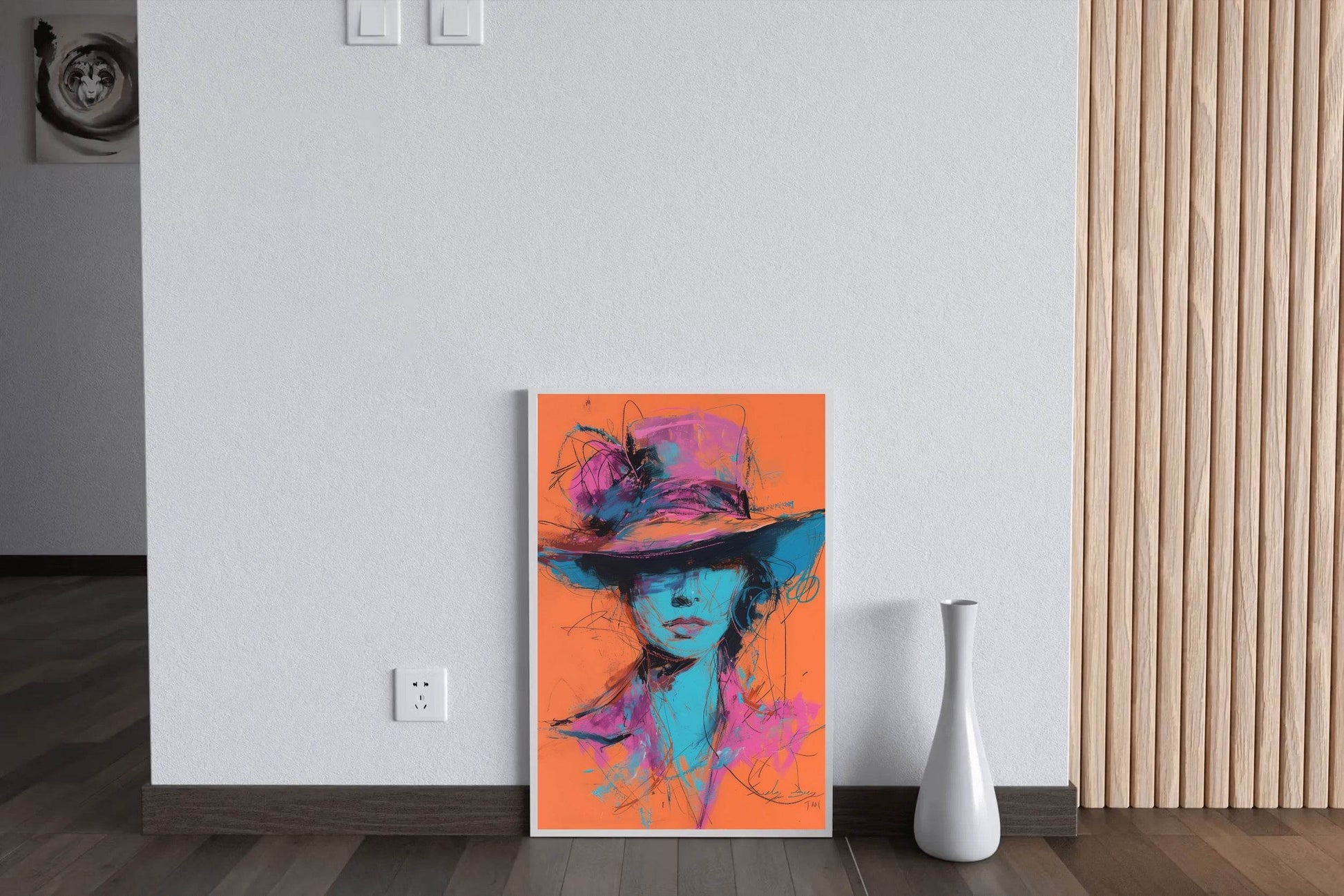Painting Of A Woman With A Brimmed Hat Wall Art - beink online art store