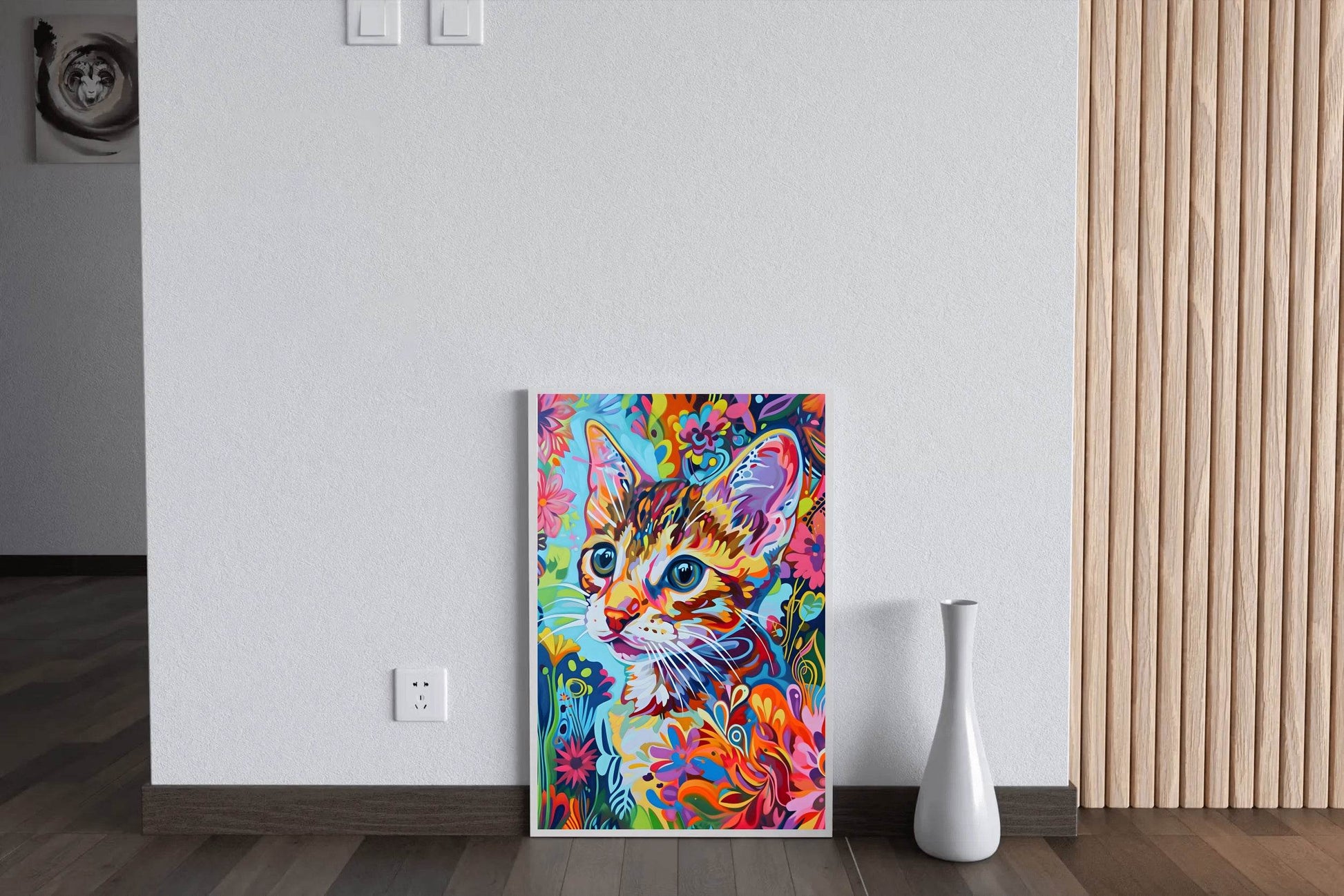 Painting of a Cat with Bright Colors Wall Art - beink online art store