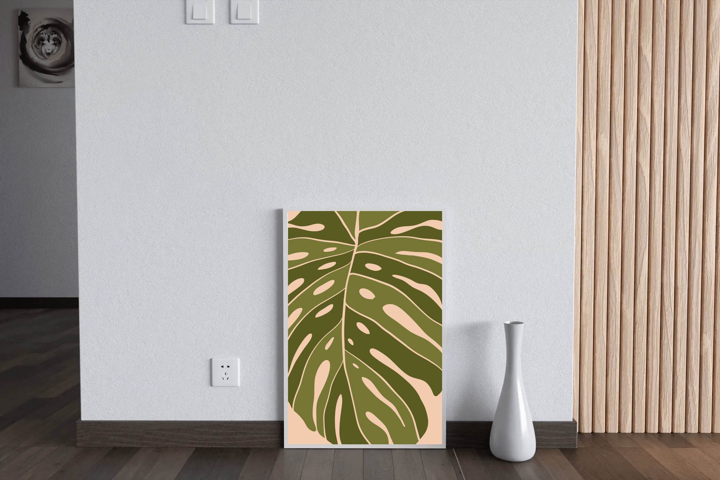 Monstera Leaf With pink Backround ArtWork - beink online art store