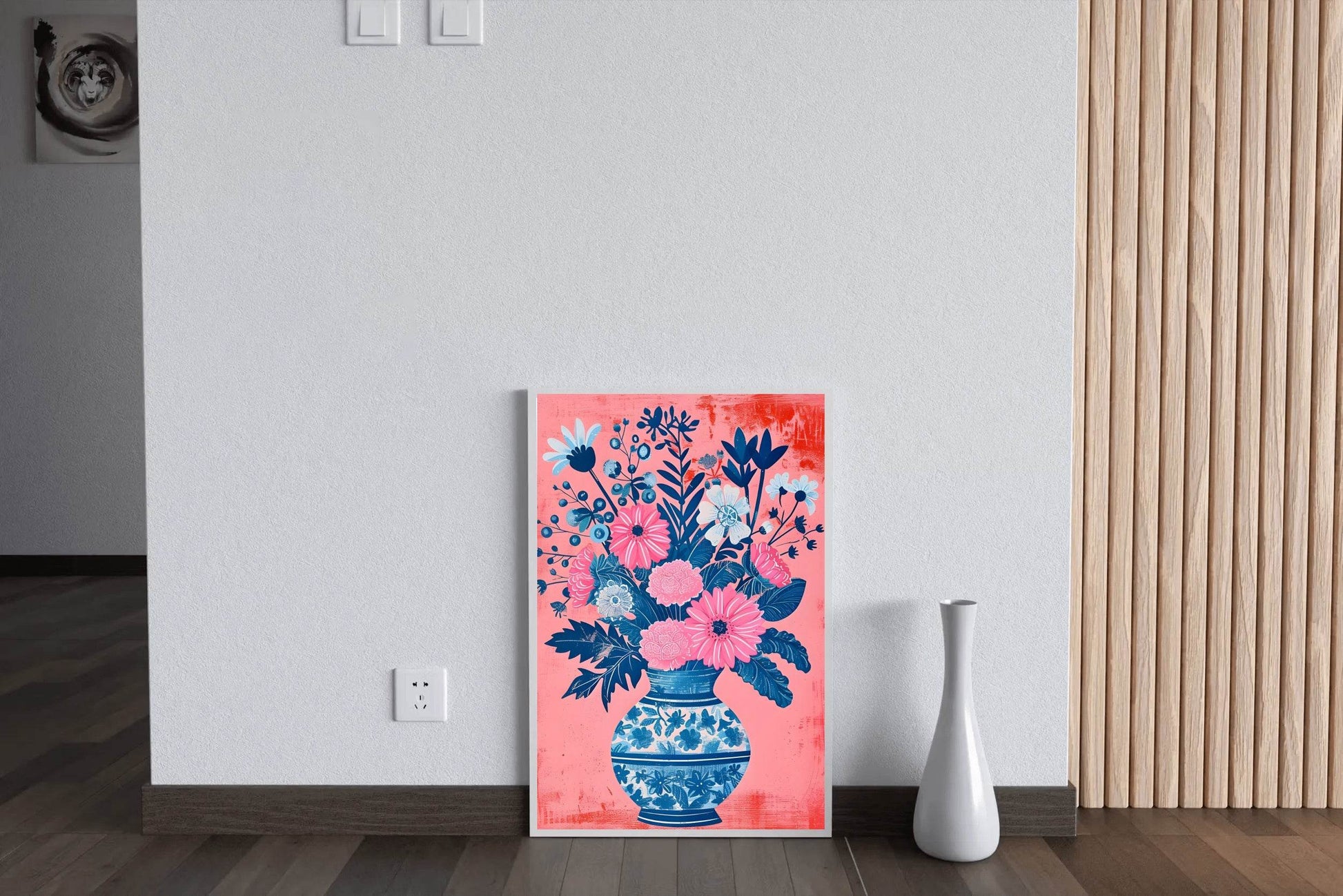 Blue and Pink Flowers in Vase Digital Art - beink online art store