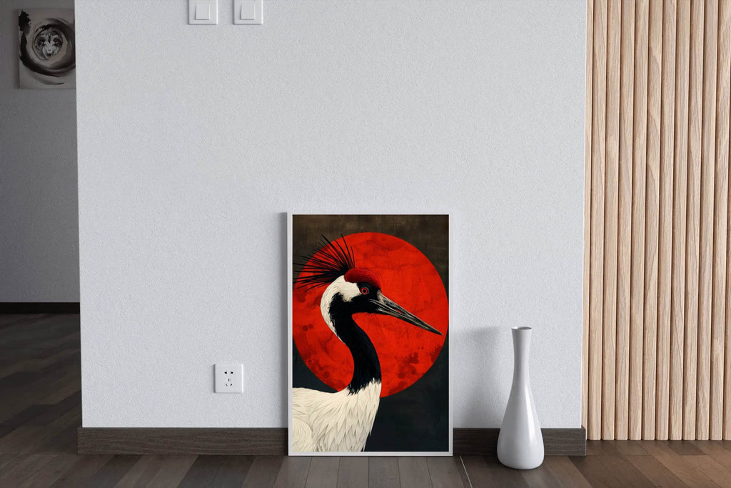 Black and Red Crane Wall Art - beink online art store