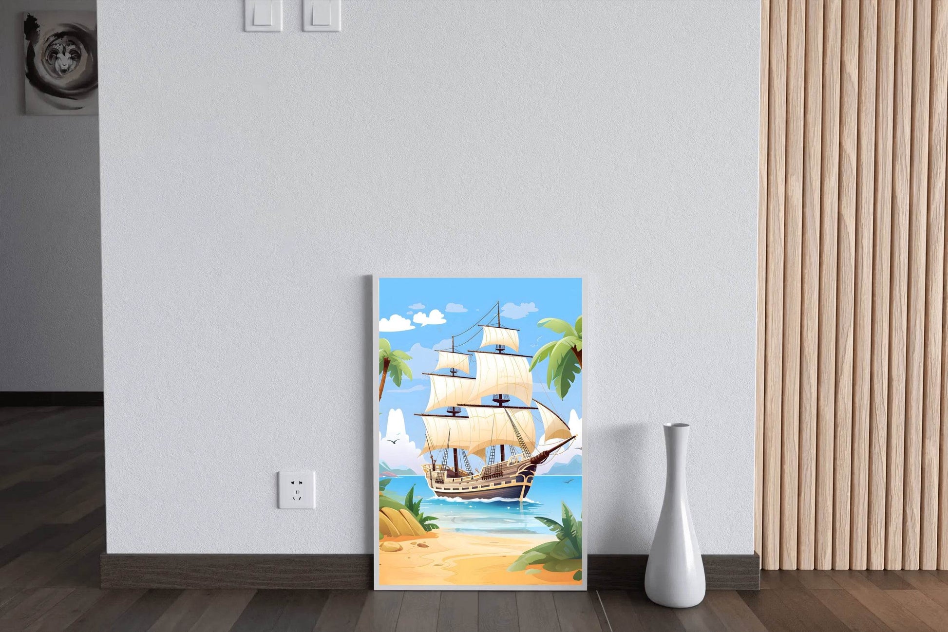 Cartoon Image of Pirates Ship in Sea - beink online art store