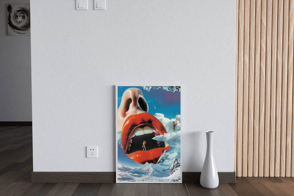 Background of a Woman Mouth in Snowy Mountain Wall Art - beink online art store