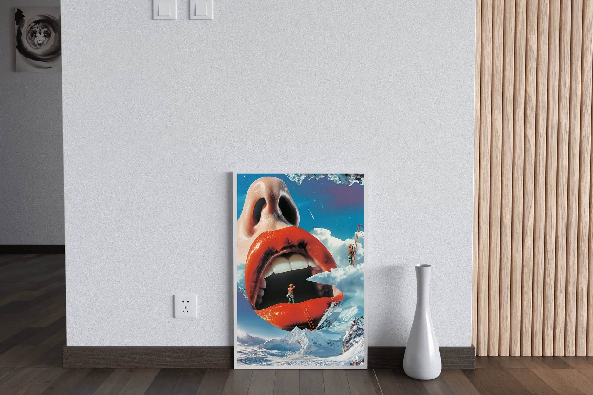 Background of a Woman Mouth in Snowy Mountain Wall Art - beink online art store