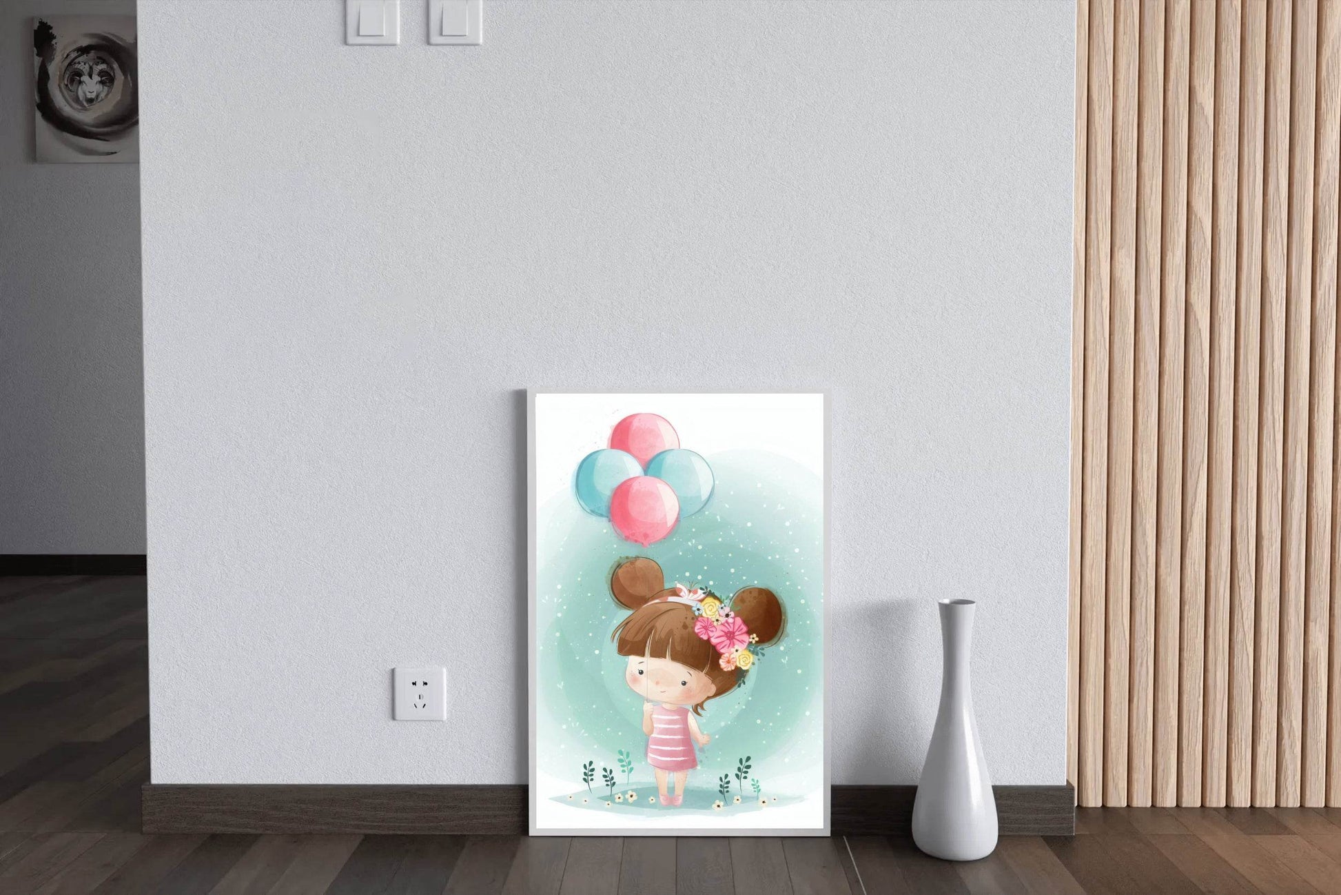 Cute Little Girl Holding Balloons - beink online art store