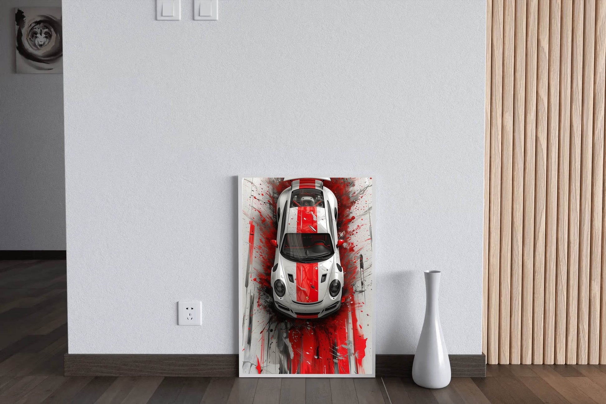 Porsche Cayman Red Line Wall Art - beink online art store