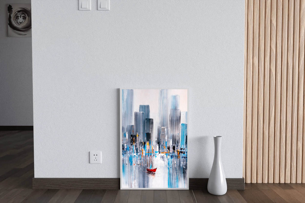 Watercolor Painting of Boat in The River Wall Art - beink online art store
