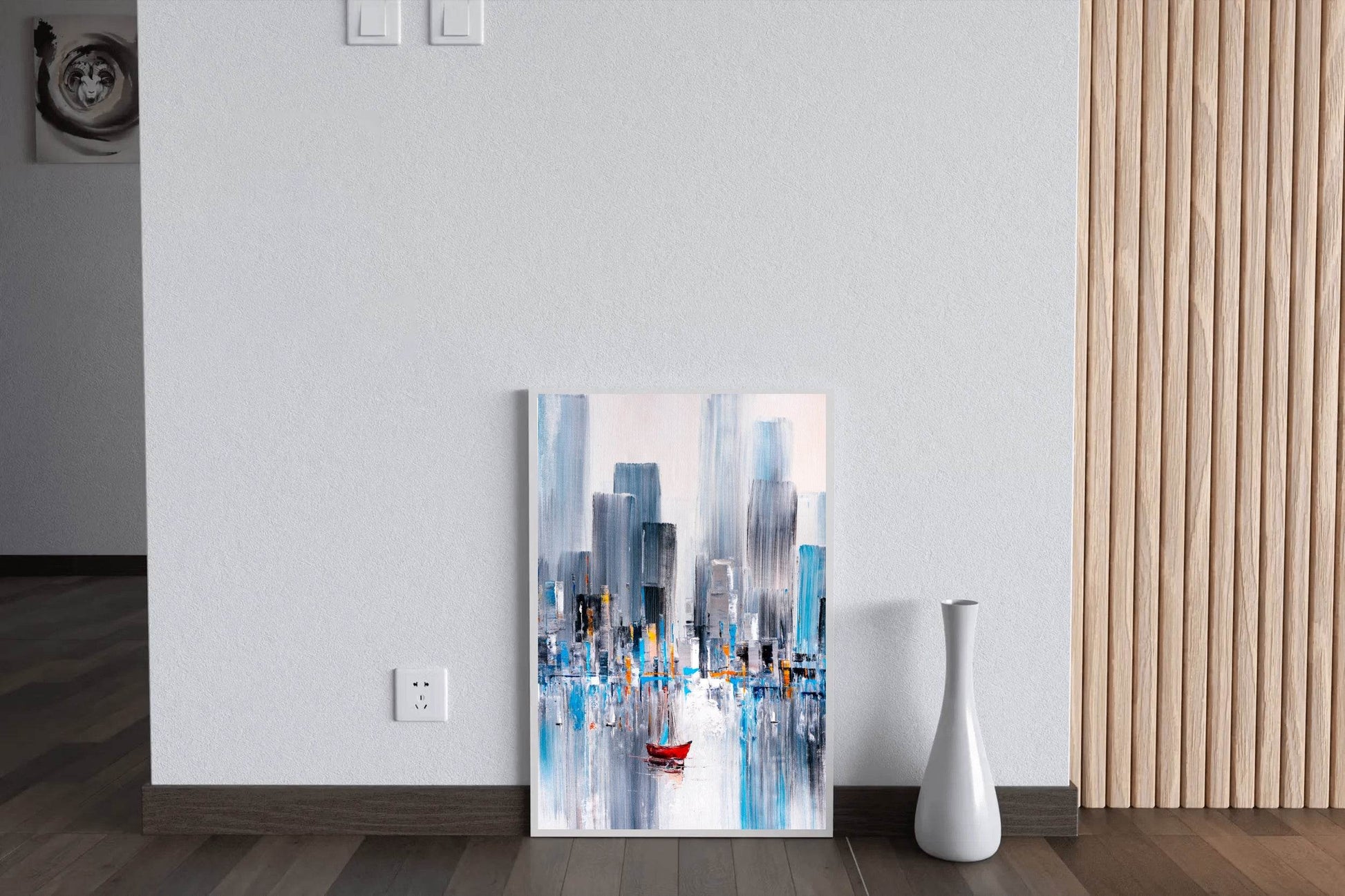 Watercolor Painting of Boat in The River Wall Art - beink online art store